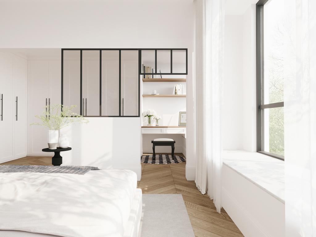 Cristalera estilo taller con travesaño de aluminio termolacado - Ancho 120 x Alt. 105 + Ancho 73 x Alt. 40 cm - Negro - BAYVIEW