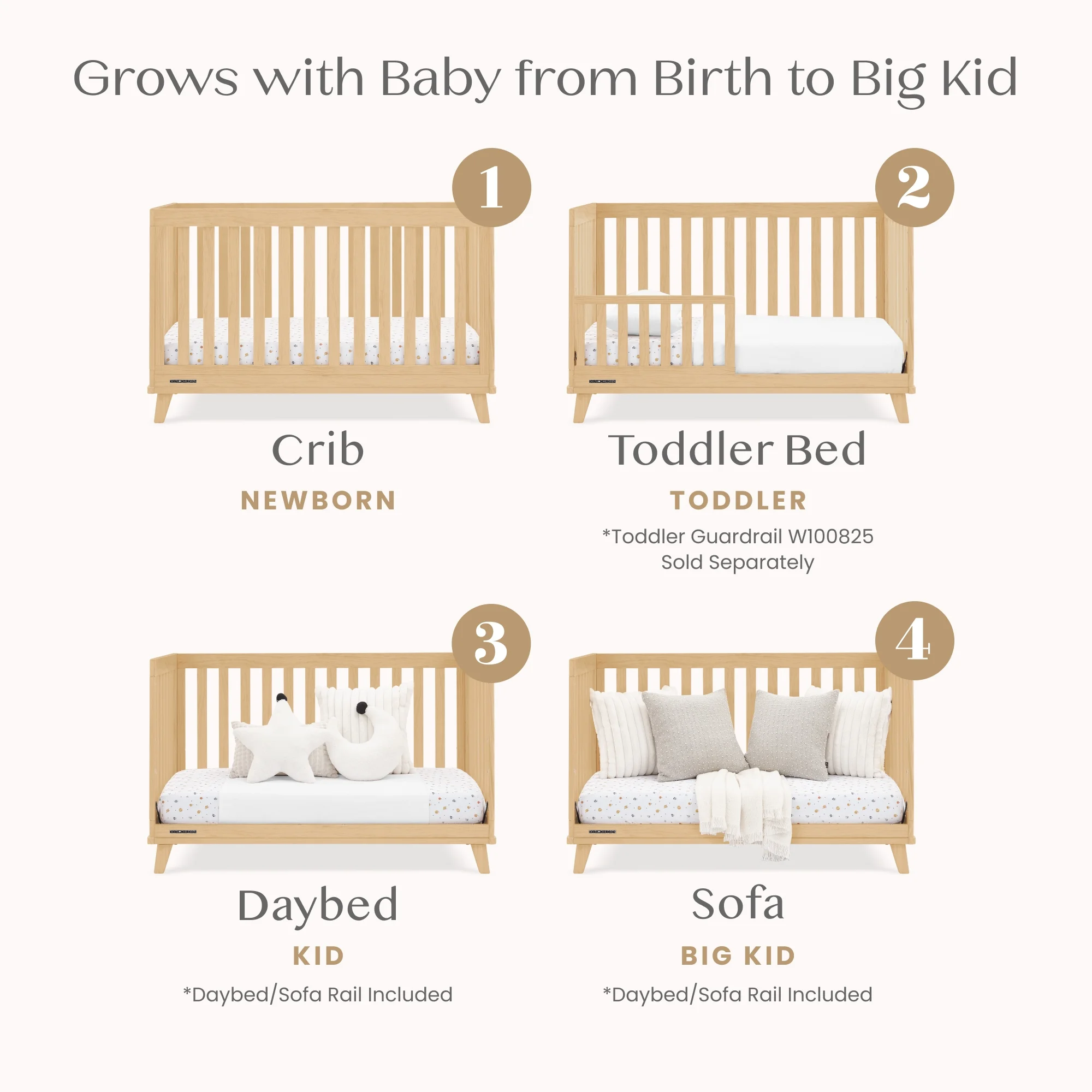 Delta Children Frankie 4-in-1 Convertible Crib - Greenguard Gold Certified, Black with Natural - Image 19