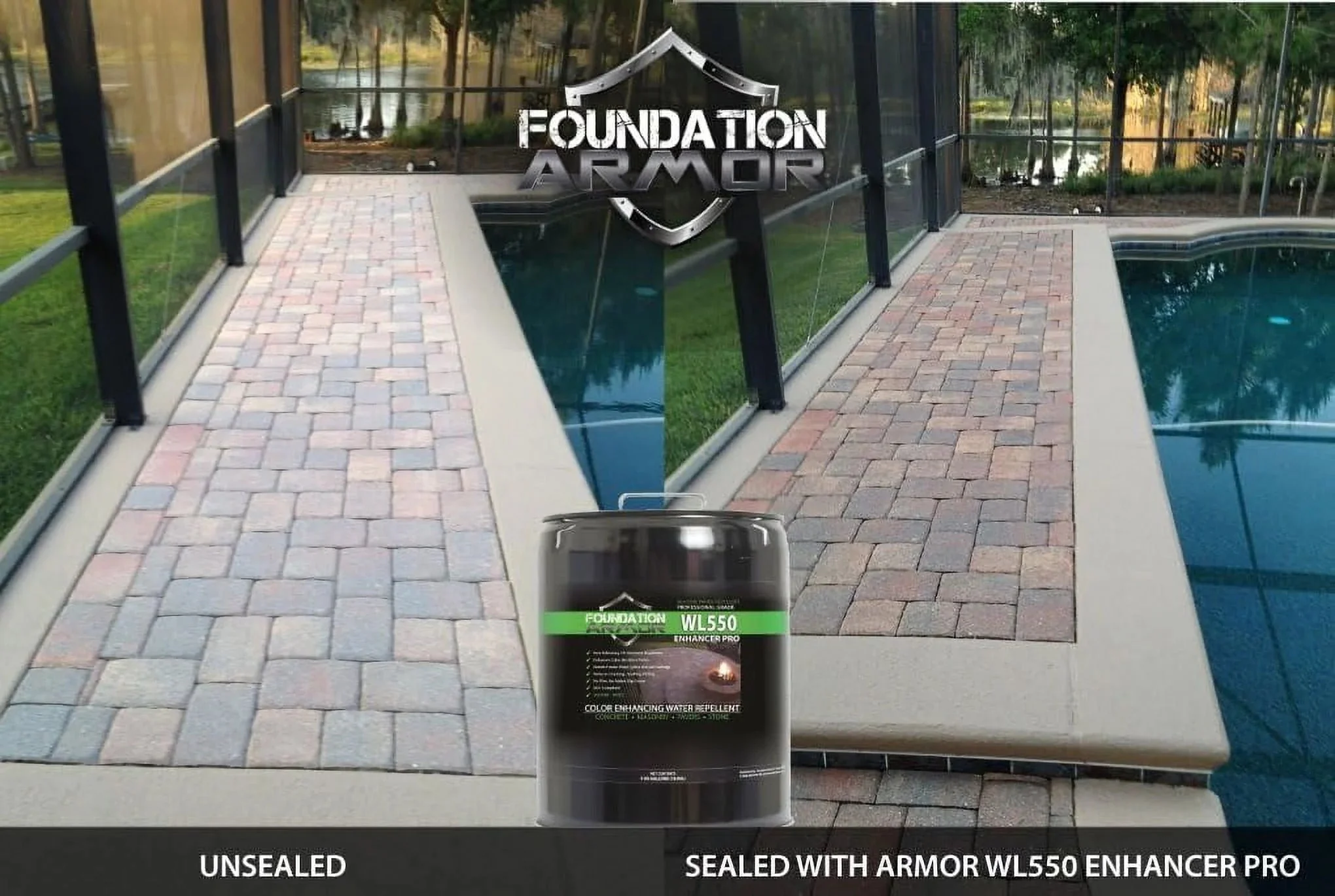 Armor Matte Wet Look Enhancer Sealer for Concrete, Brick, Pavers, Stone, and Slate - WL550-5 Gallon - Image 2 Armor Matte Wet Look Enhancer Sealer for Concrete, Brick, Pavers, Stone, and Slate - WL550-5 Gallon - Image 2