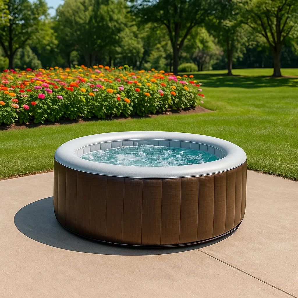 Spa hinchable redondo,4 personas,PVC,marrón y gris diámetro 185x70 cm - AaMz6uKf8neL