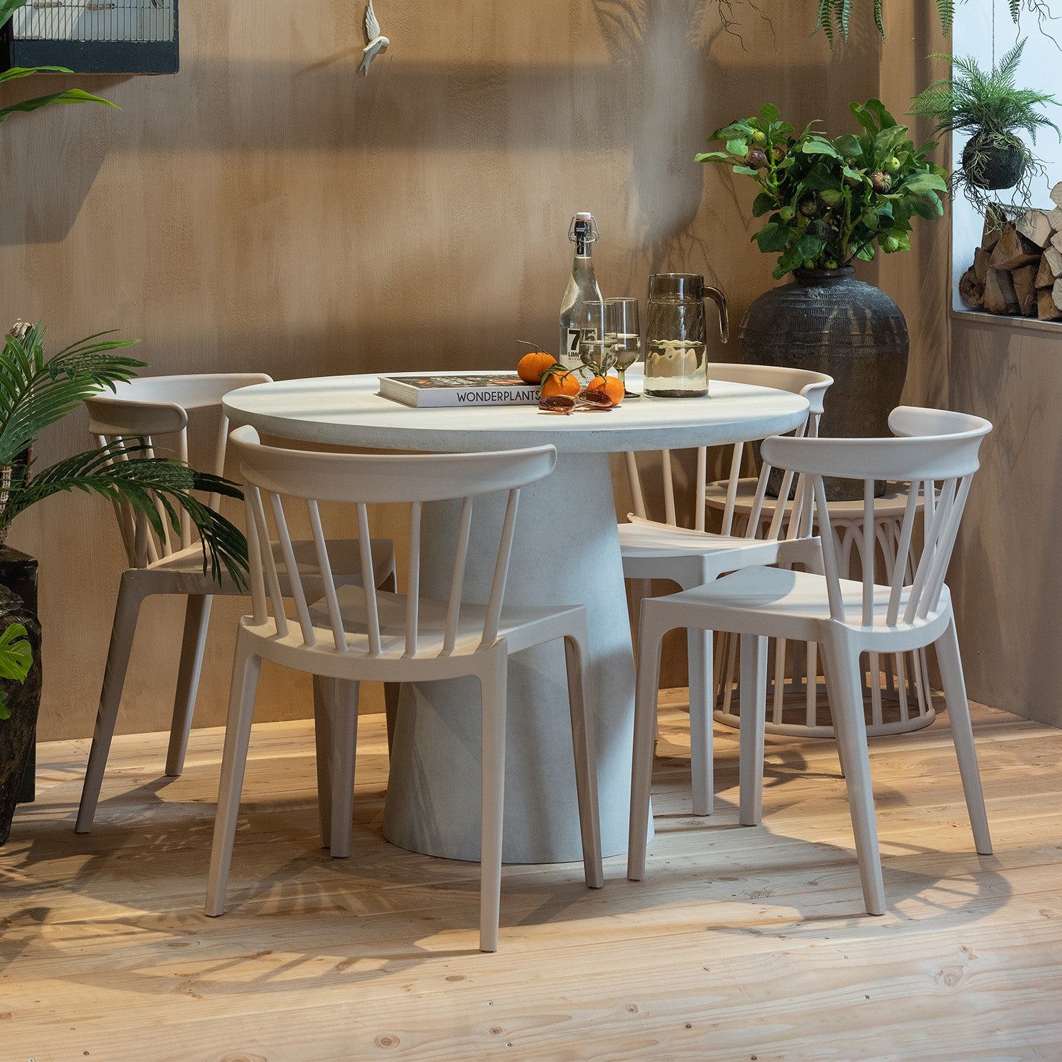 WOOOD Eettafel Damon Ø 100 cm - Betonlook Wit