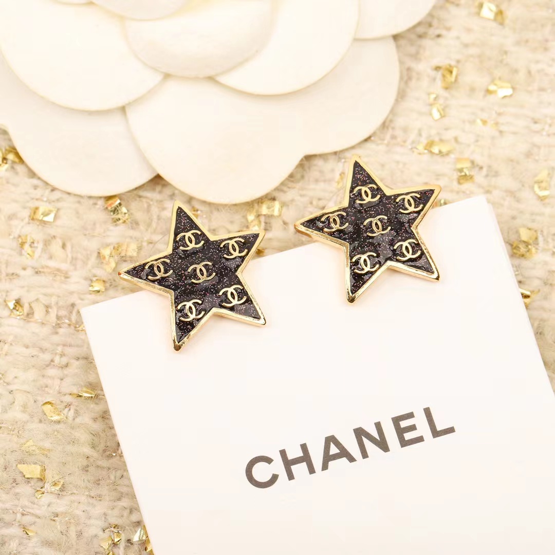 Chanel Black Star Earrings - Original Replica Club