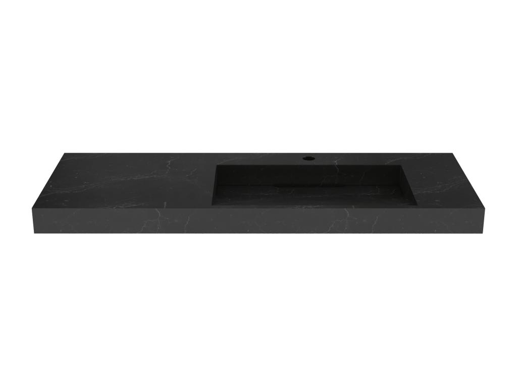 Lavabo flotante de solid surface efecto mármol negro - 120 x 45 x 8 cm - OKAPA