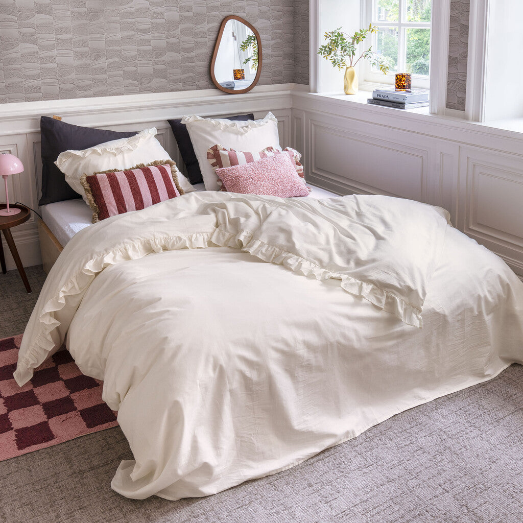 Dindi Home - Dekbedovertrek White Ruffle - 240x220 - Off White