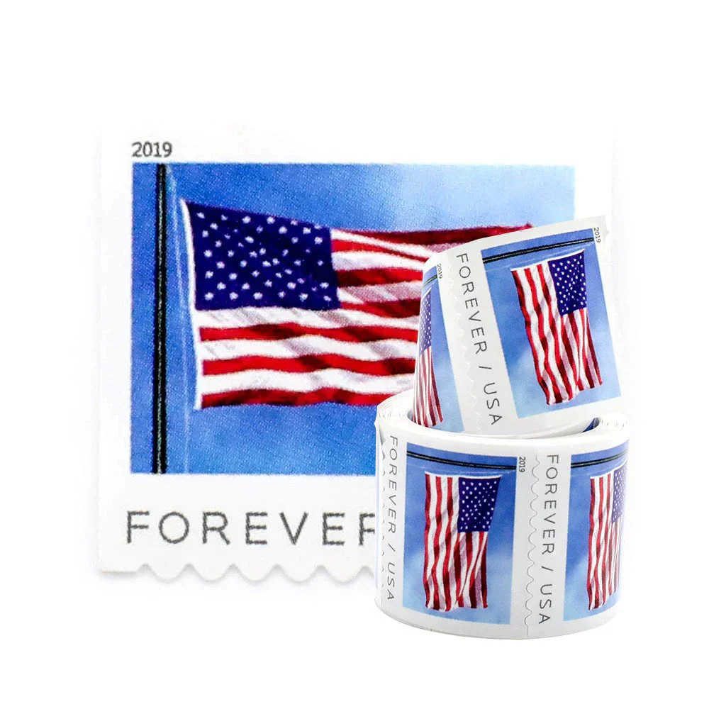 2019 U.S. Flag Forever Stamps - 100 Pcs Coil Roll (Self-Adhesive)(1 Coil / (100 Stamps))