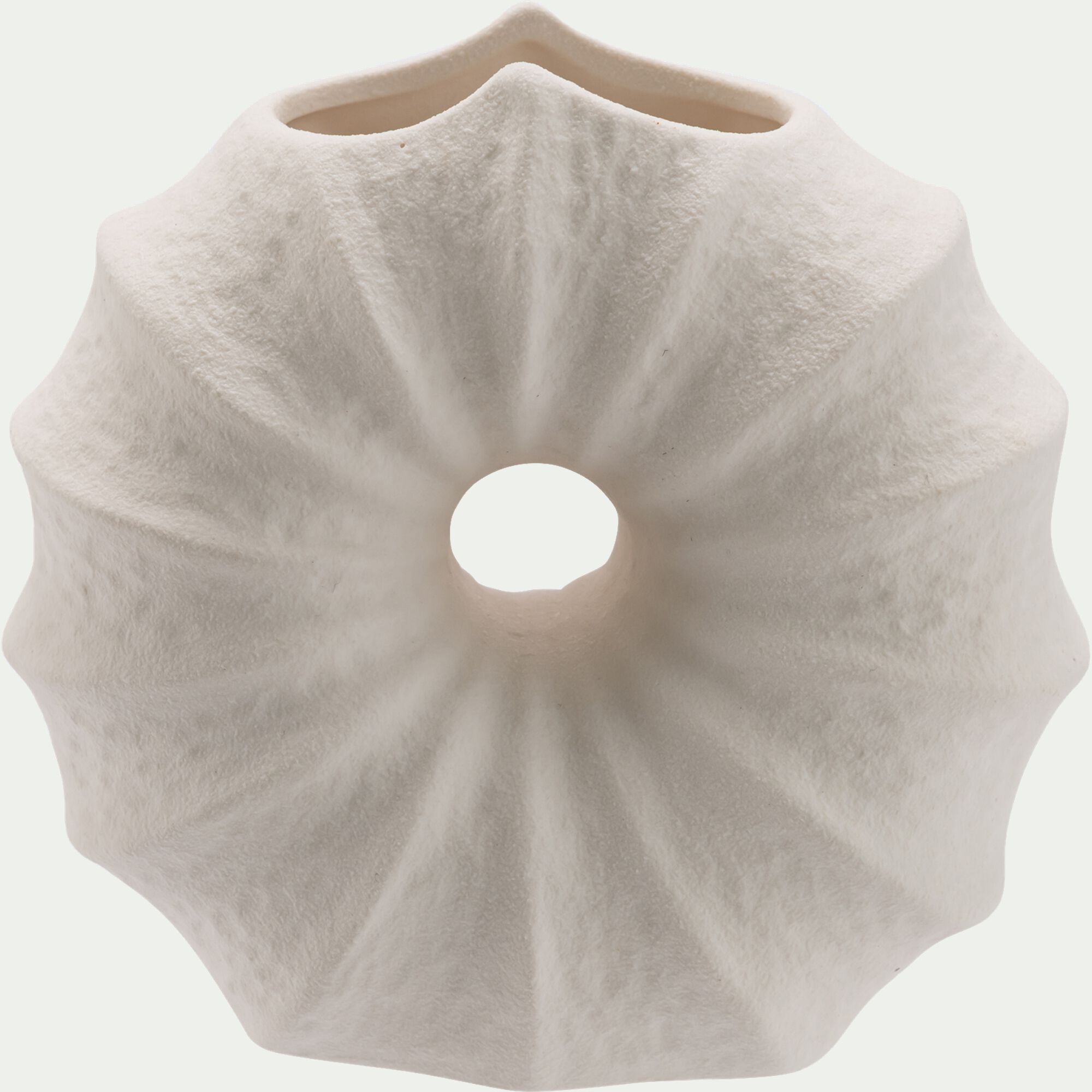 ROMUN - Vase contemporain en grès H14,3cm - blanc