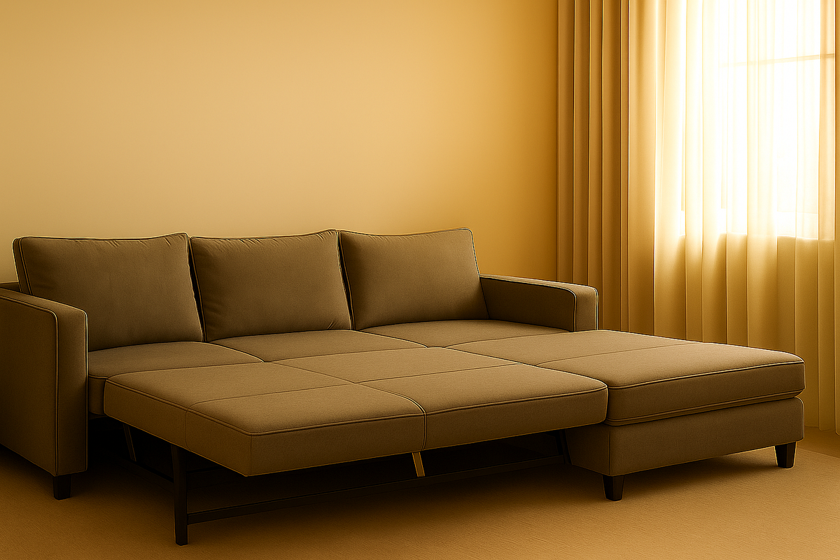 Sofá Cama Convertible Marrón Funcional para Salón