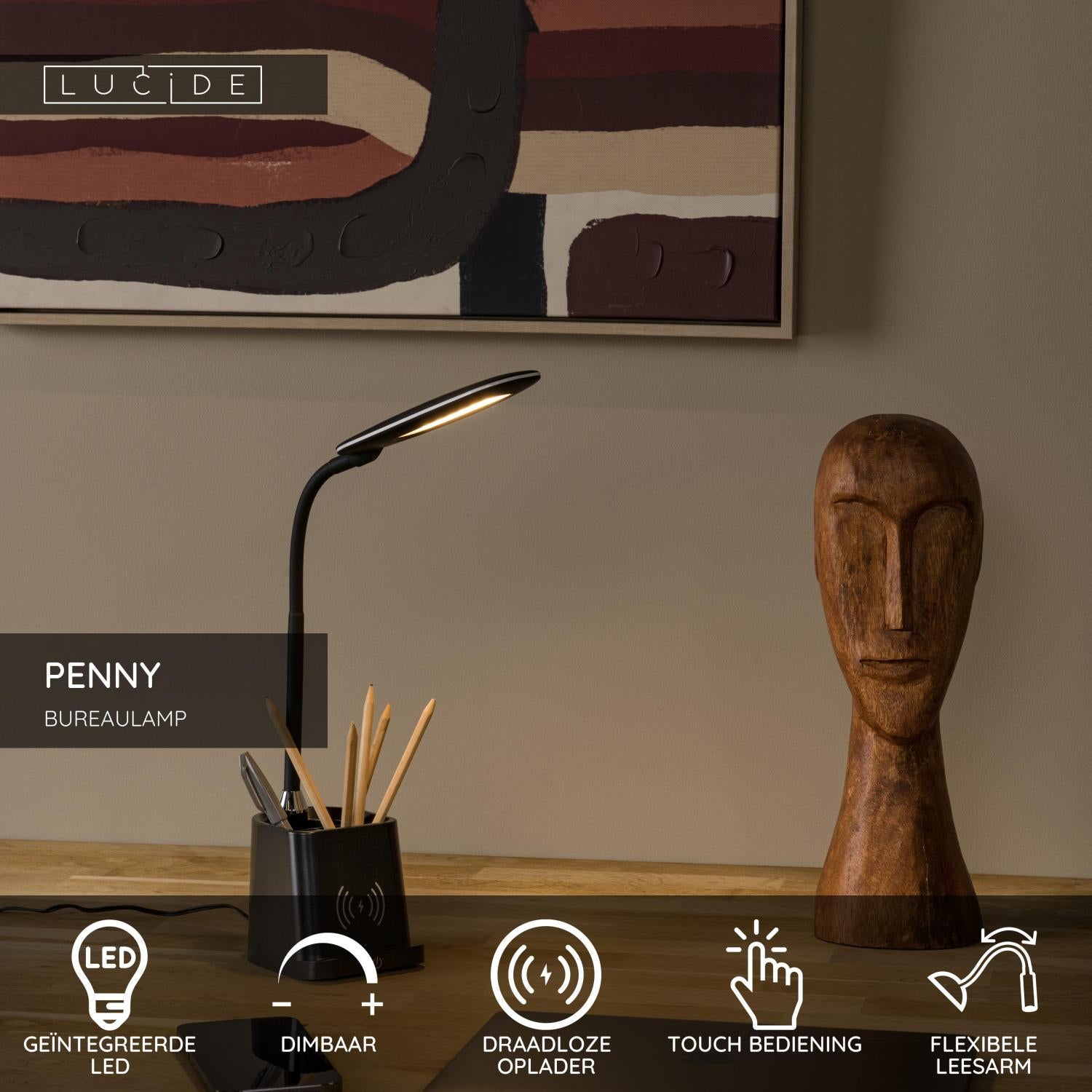 Lucide PENNY Bureaulamp - Zwart