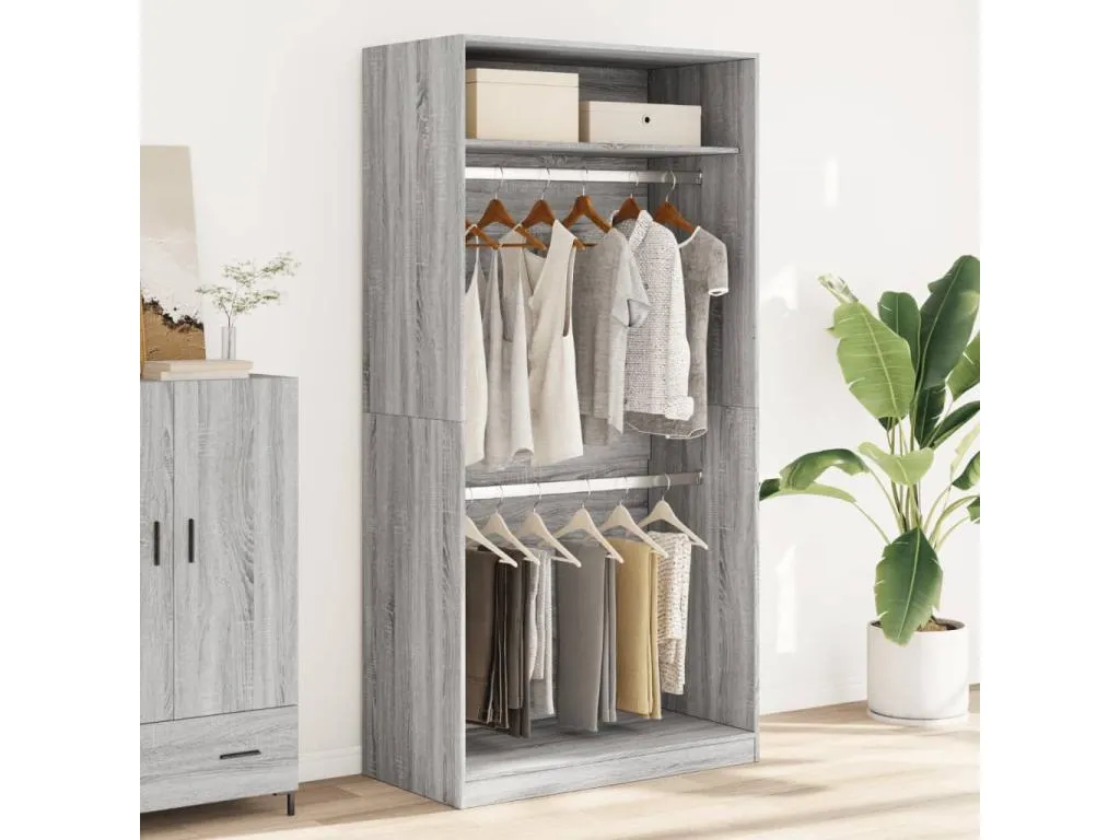 Armario Nidovia de madera contrachapada gris 100x50x200 cm. xui3710344