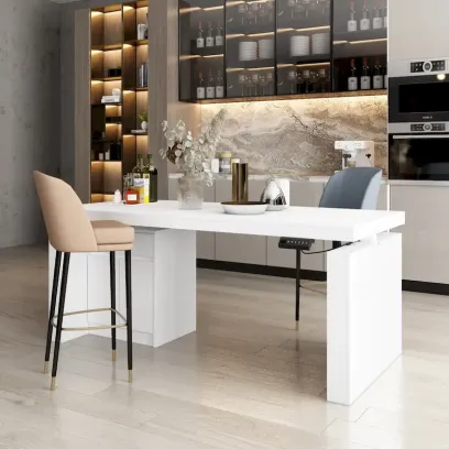 Modern White Adjustable Workstation - 70.9W Dining Table & Office Desk