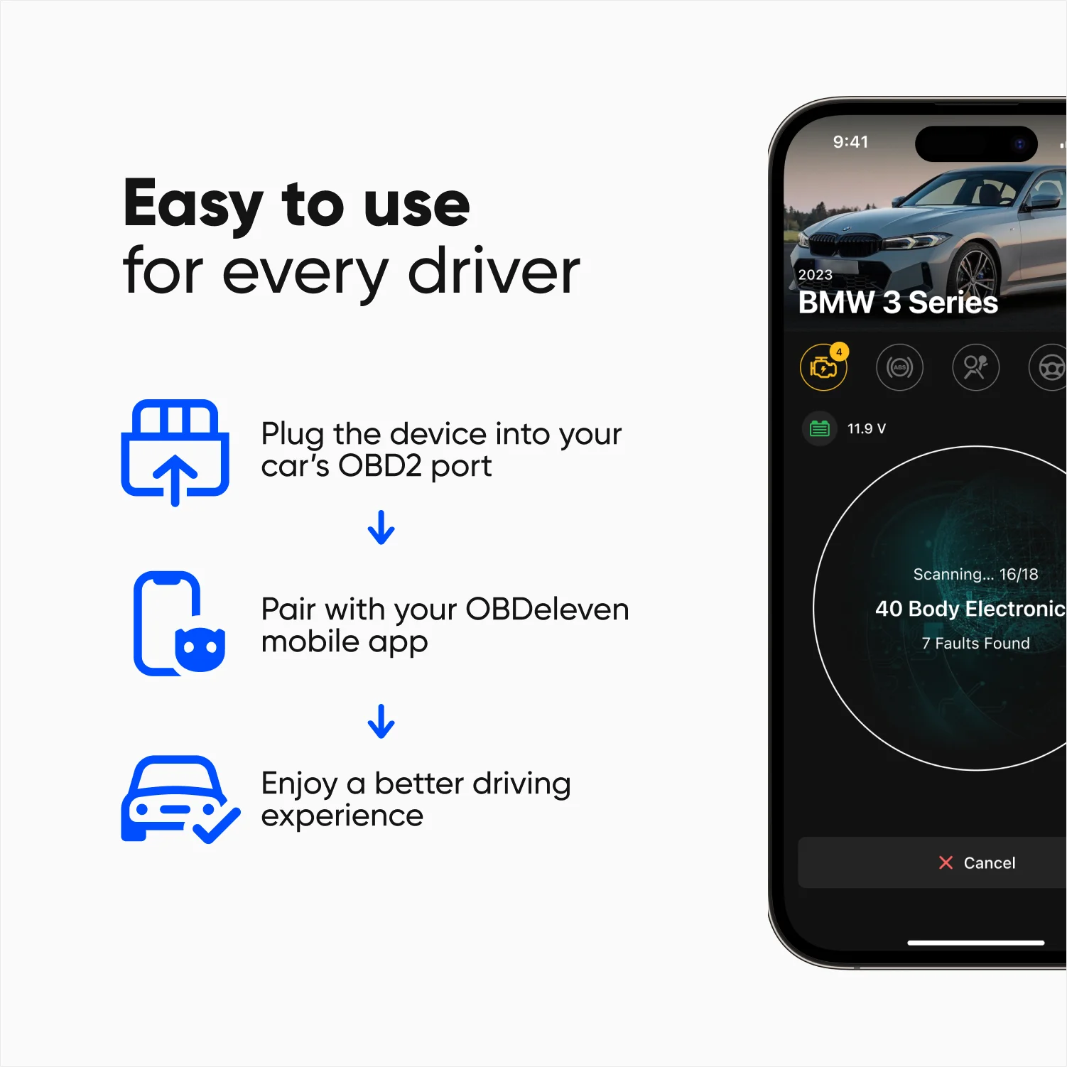 New! OBDeleven 3 Scan Tool, OBD2 Bluetooth Car Code Reader, Auto Diagnostic Scanner for iOS & Android - Image 4