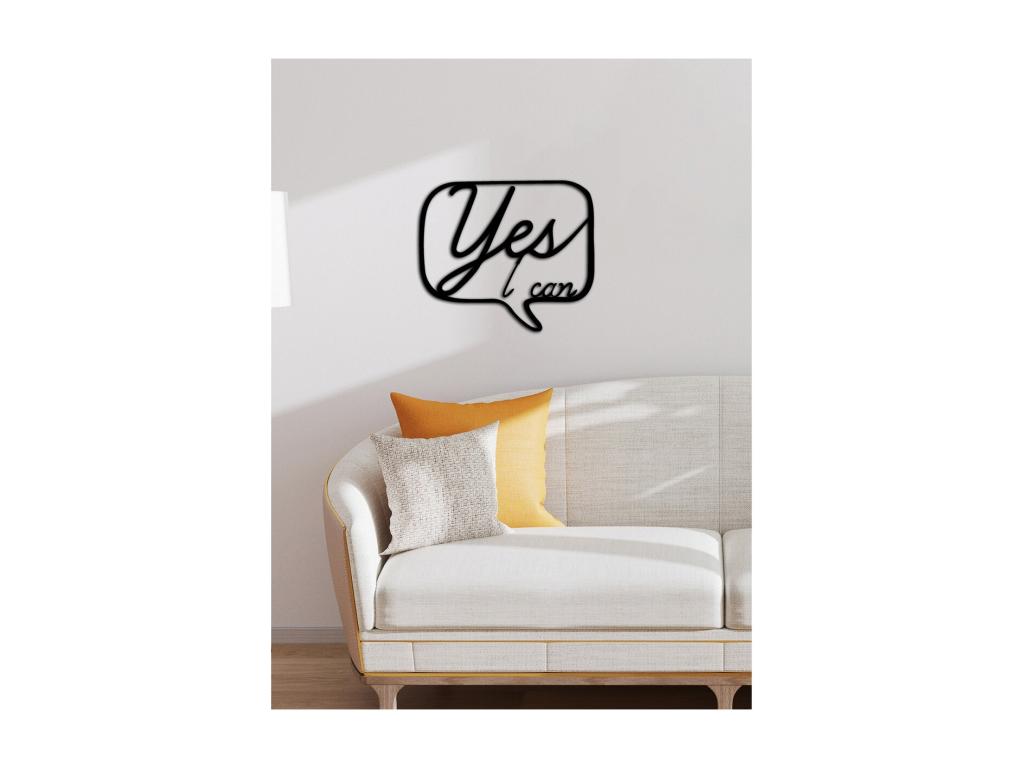 Decoración de Metal Yes I can, Negro, 50x0,15x43 cm cm, Laocacasas