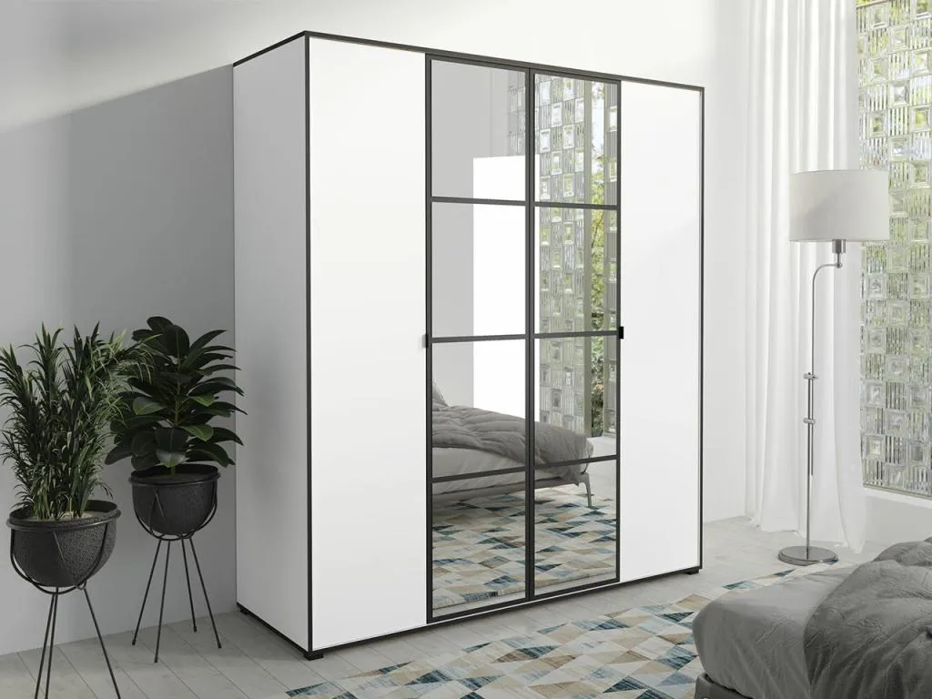 Armario Micasacool 117 Negro | Blanco 206x180x65cm Puertas de armario - Con bisagras