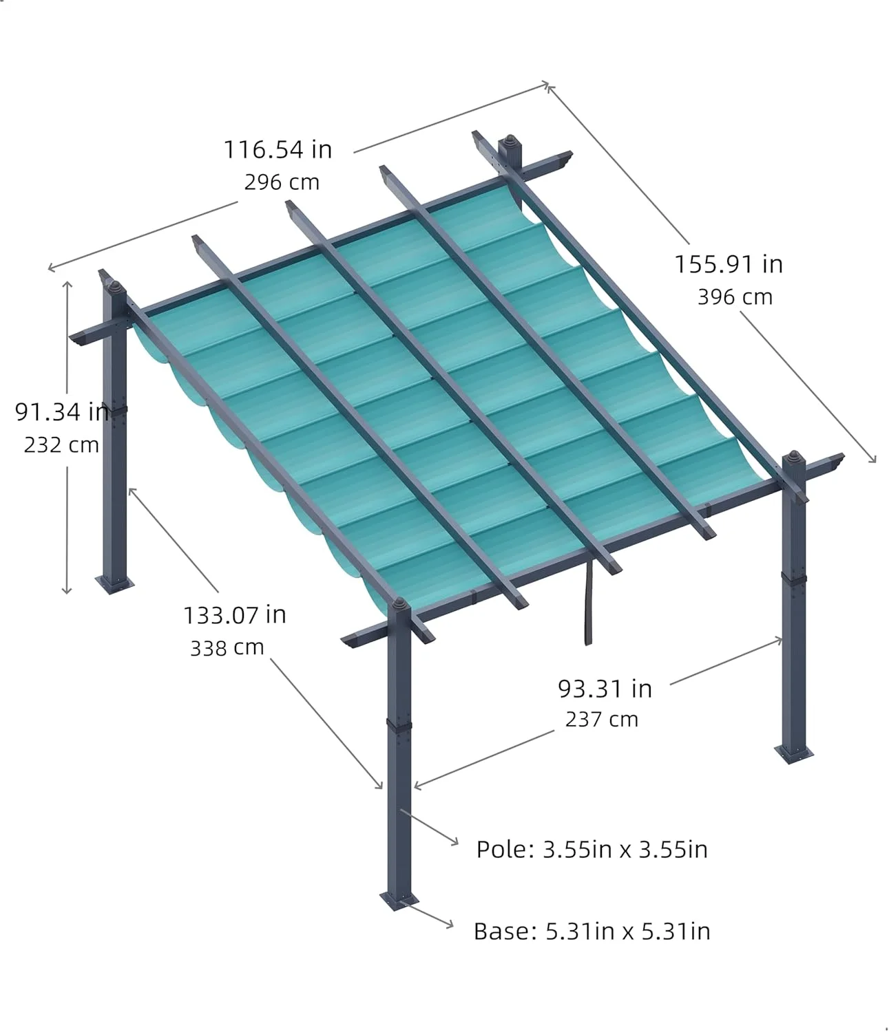 EastVita 10x10 Ft Aluminum Pergola,Outdoor Pergola with Adjustable Canopy,Reinforced Frame Metal Pergola for Backyard,Garden and Deck - Khaki - Image 20