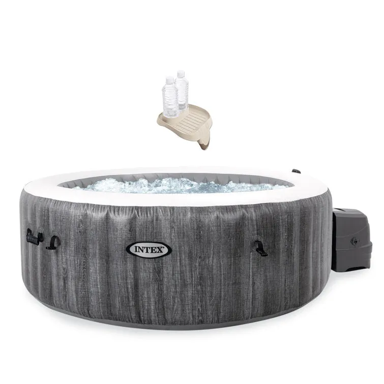 Intex 4 – Person 140 – Jet Round Inflatable Hot Tub in Gray