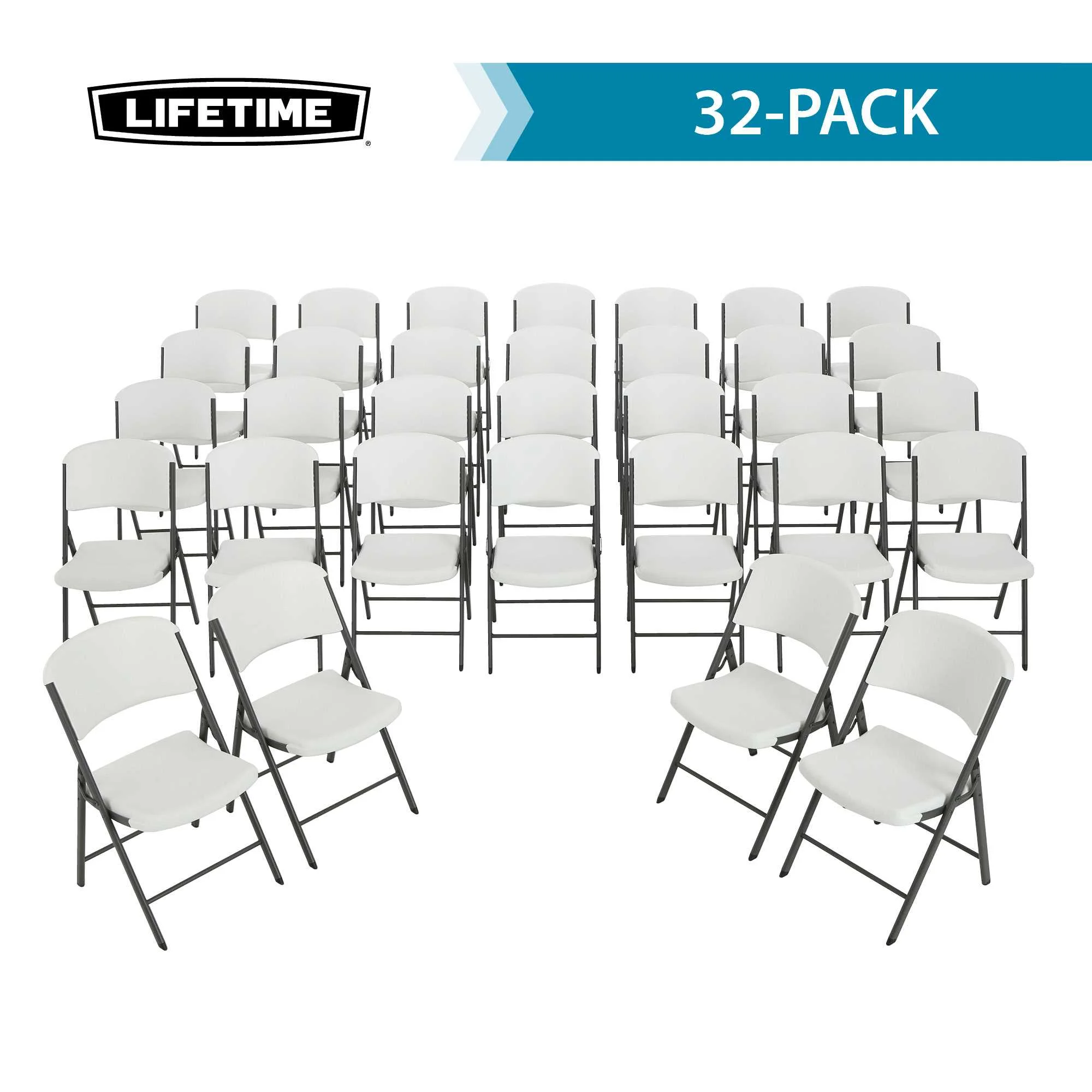 Lifetime Combo Set of (4) 8-Foot Rectangle Folding Tables & (32) Chairs, Indoor/Outdoor Use, White (80147) - Image 2