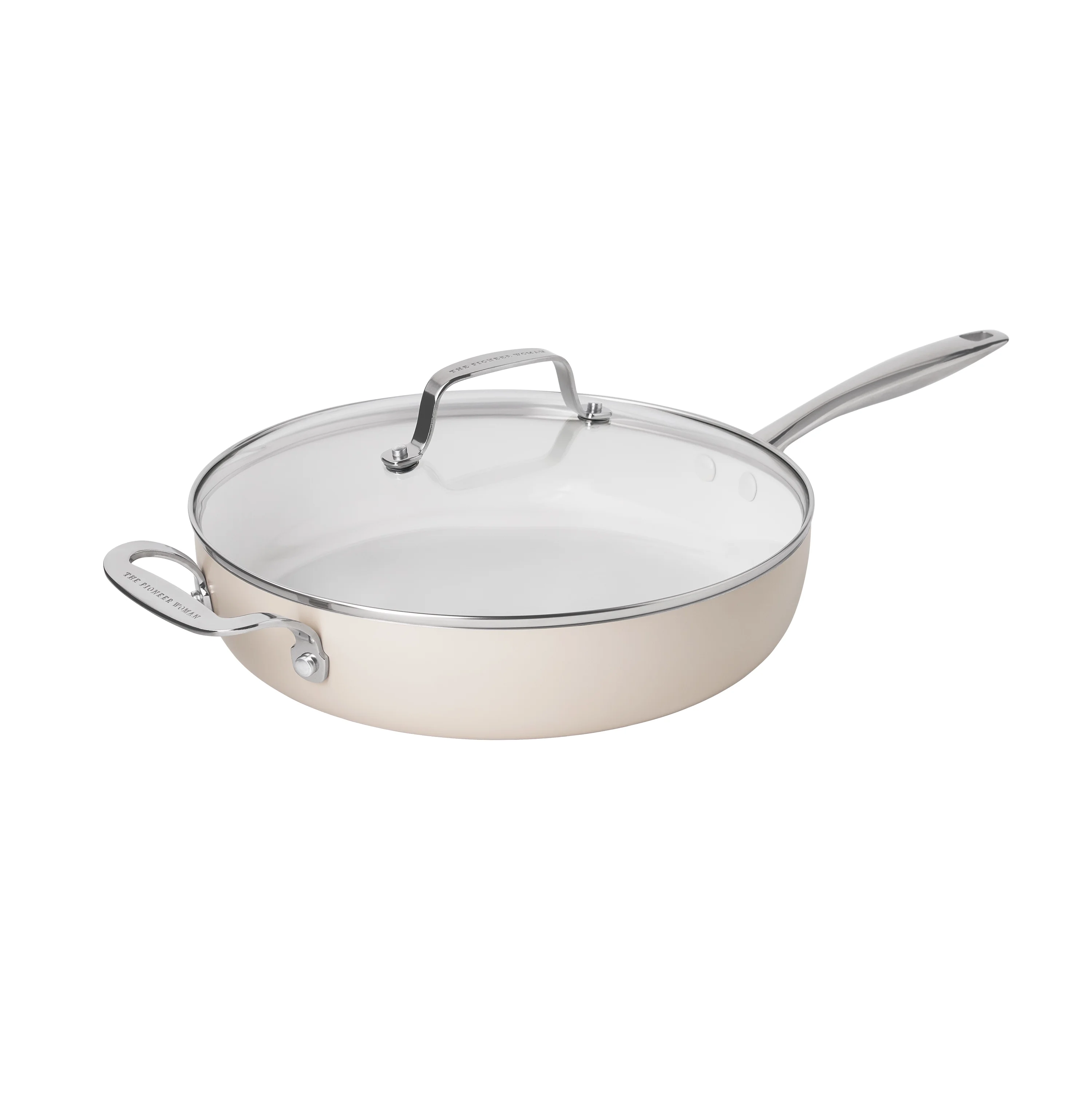 The Pioneer Woman Harlow 15-Piece Cookware Set, Ceramic Non-Stick Pots and Pans Set, Taupe - Image 11