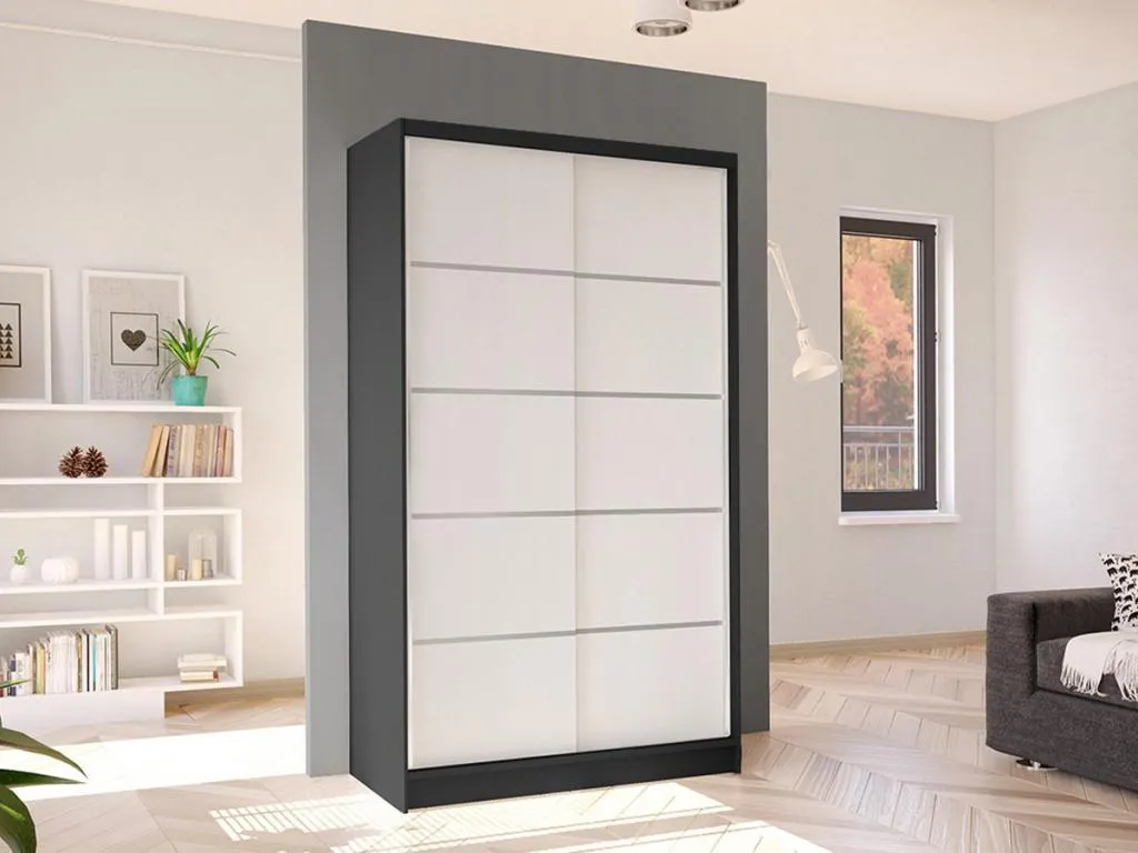 Armario Alkifurniturees 168 Blanco  Negro 200x100x58cm Puertas de armario - Correderas 29233SDGV