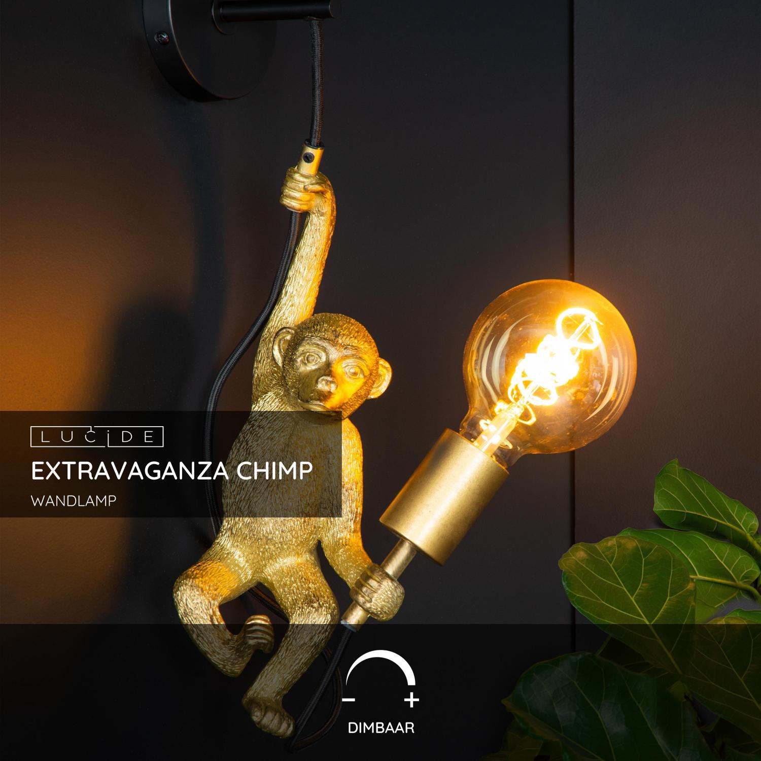 Lucide EXTRAVAGANZA CHIMP Wandlamp - Zwart