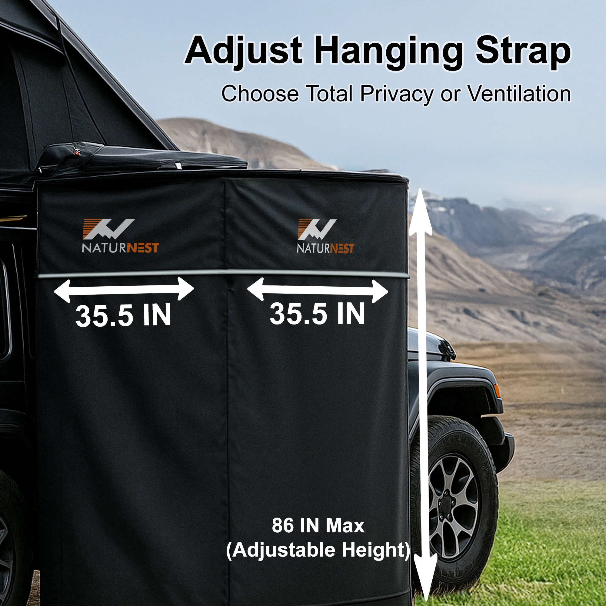 Naturnest Portable Car Camping Shower Tent Featuring a Roof and Floor Mat, Car Tents for Camping SUV, Overlanding Car Bathroom Tent Providing Privacy for Camping, Portable Shower Tent for Camping - Image 6