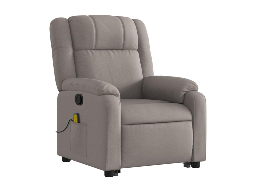 Sillón reclinable de masaje elevable tela gris taupé