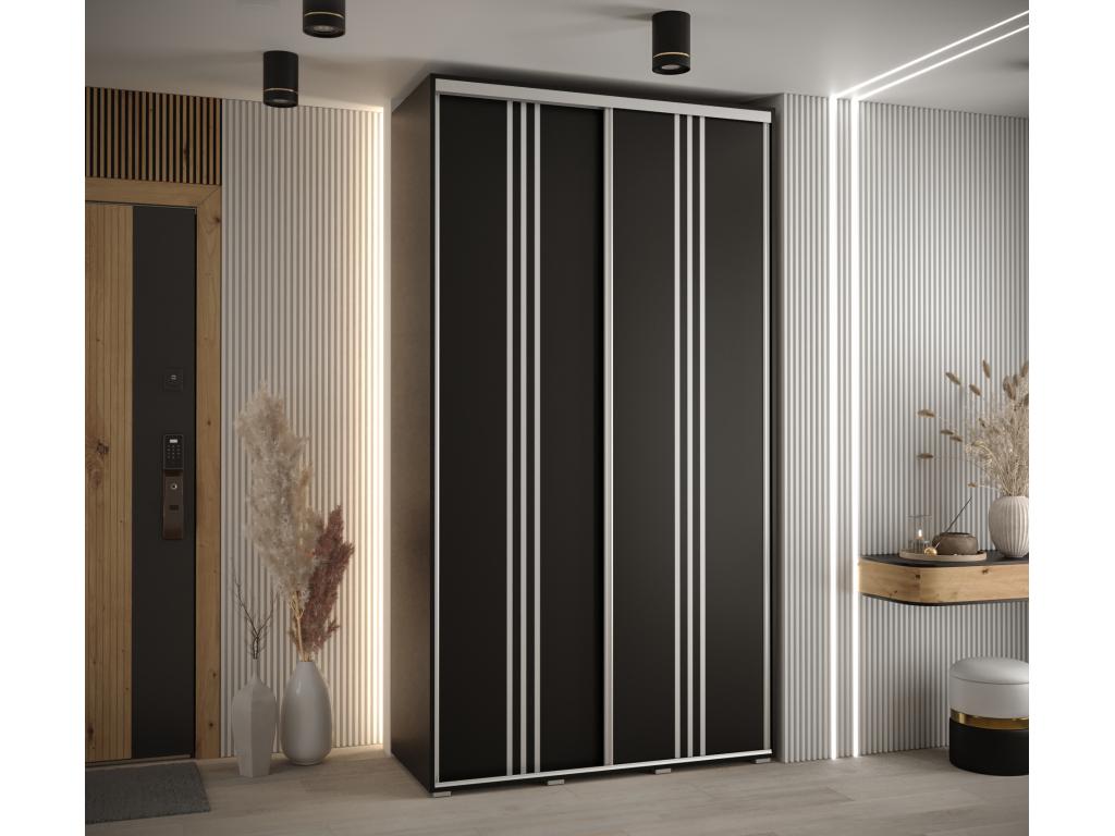 ARMARIO DAVOS 6 DE PUERTAS CORREDERAS 235,2/130/45 2 puertas (Negro/Negro/Plata)