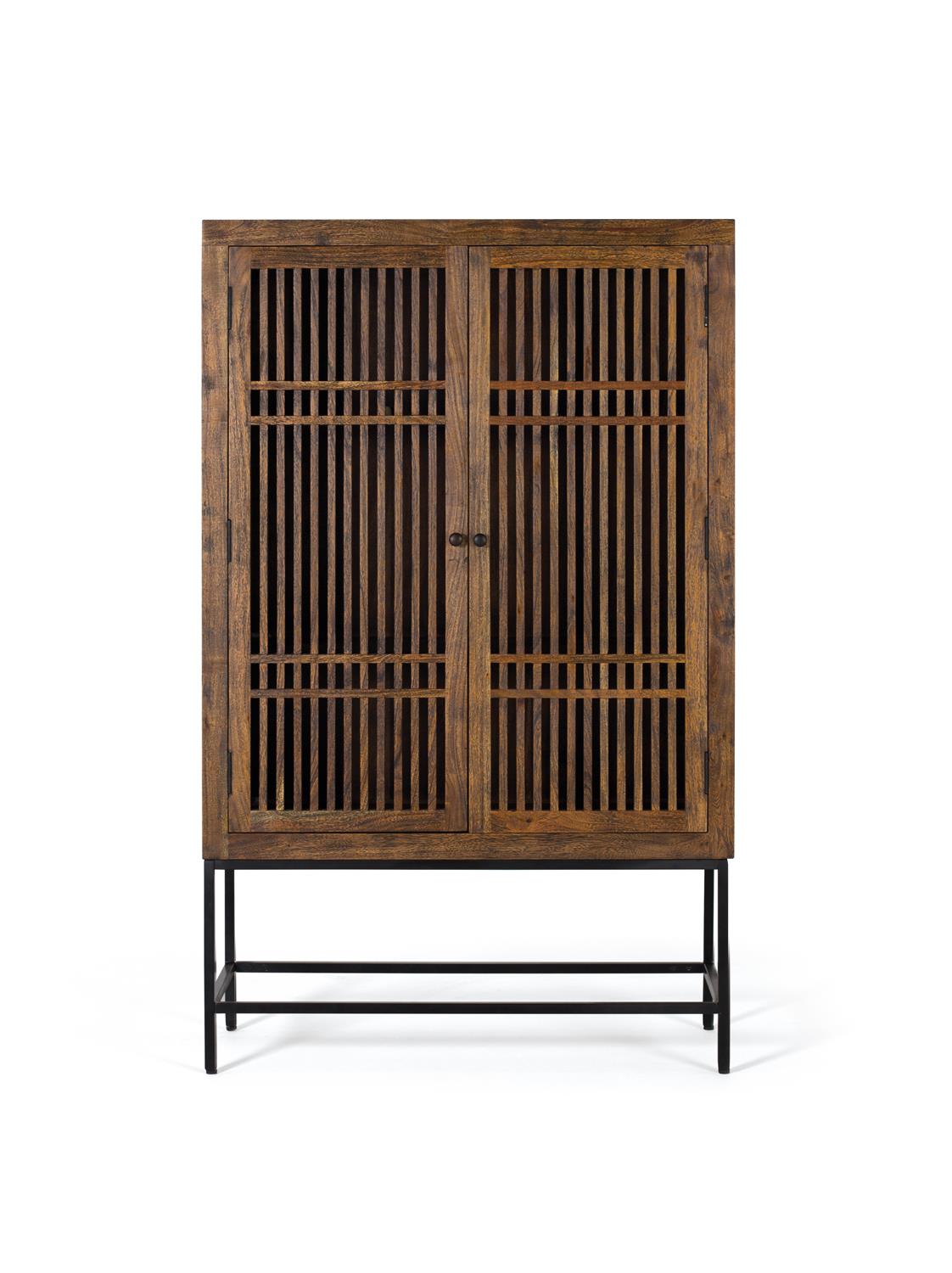 Armario combinado de madera de acacia y metal qx1966x8