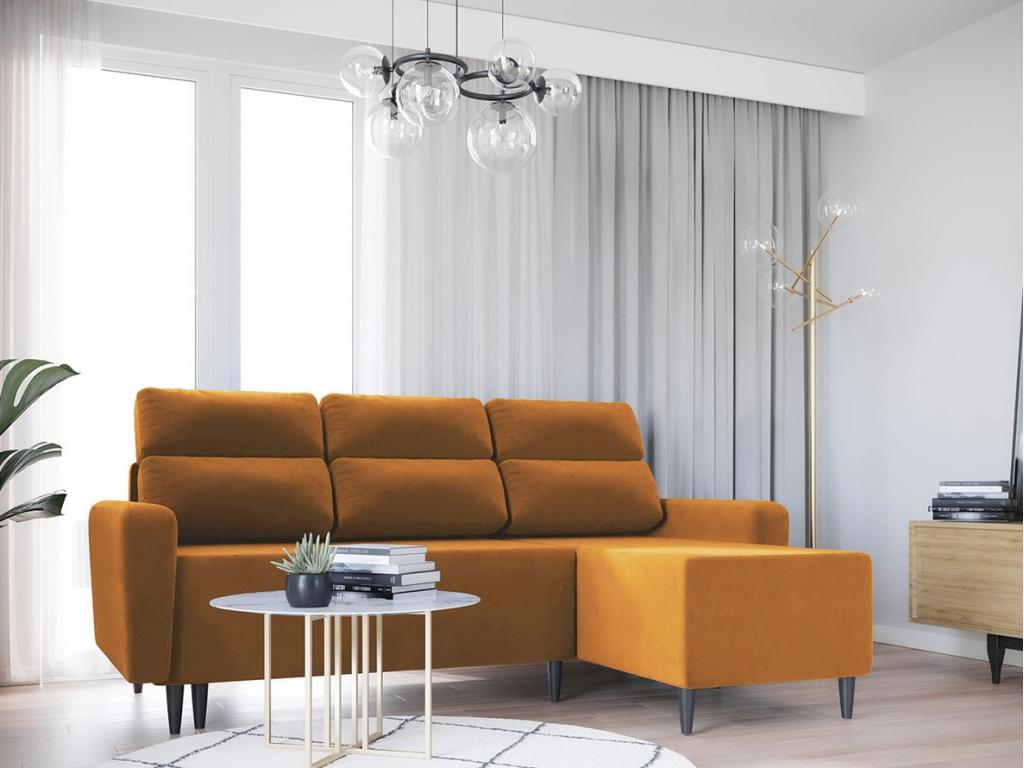 Sofá rinconero Decopractico 102 Amarillo Función de descanso Caja de ropa de cama 236cm 35799ZOEZ