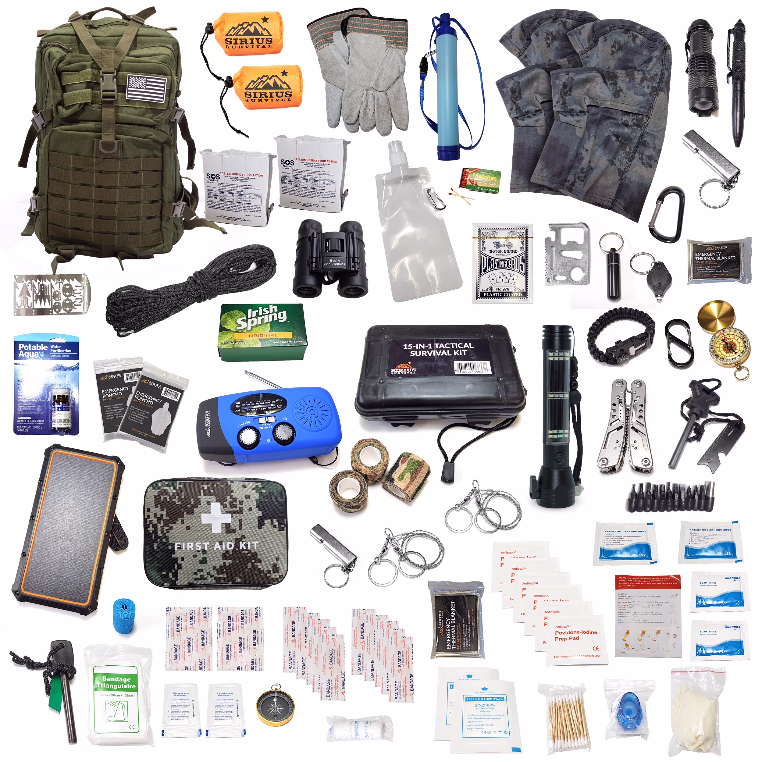 Pre-Packed Emergency Survival Kit/Bug Out Bag for 2 - Over 175 Total Pieces of Disaster Preparedness Supplies for Hurricanes, Floods, Earth Quakes & Other Disasters, Black - Image 13