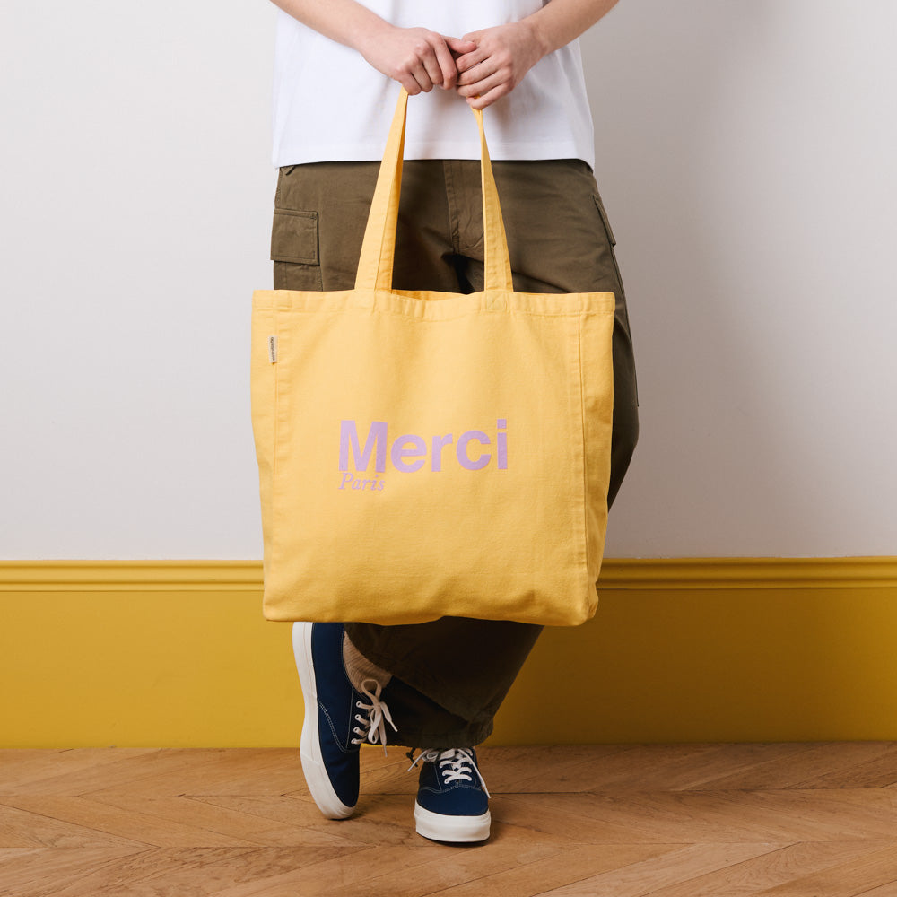 Merci - Tote Bag en coton - Banane & Lila
