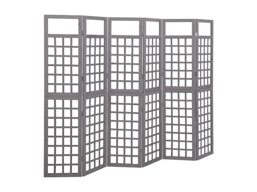 Biombo/Enrejado de 6 paneles madera de abeto gris 242,5x180 cm