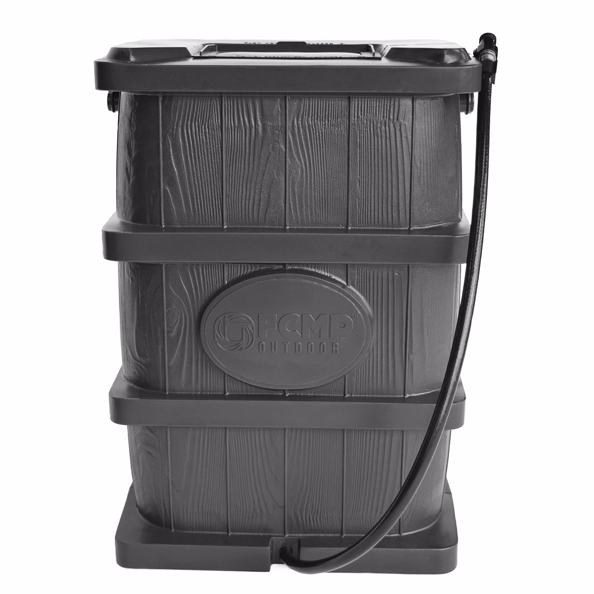 FCMP Outdoor WG4000-GRY Home Outdoor Wood Grain Rain Water Catcher Barrel