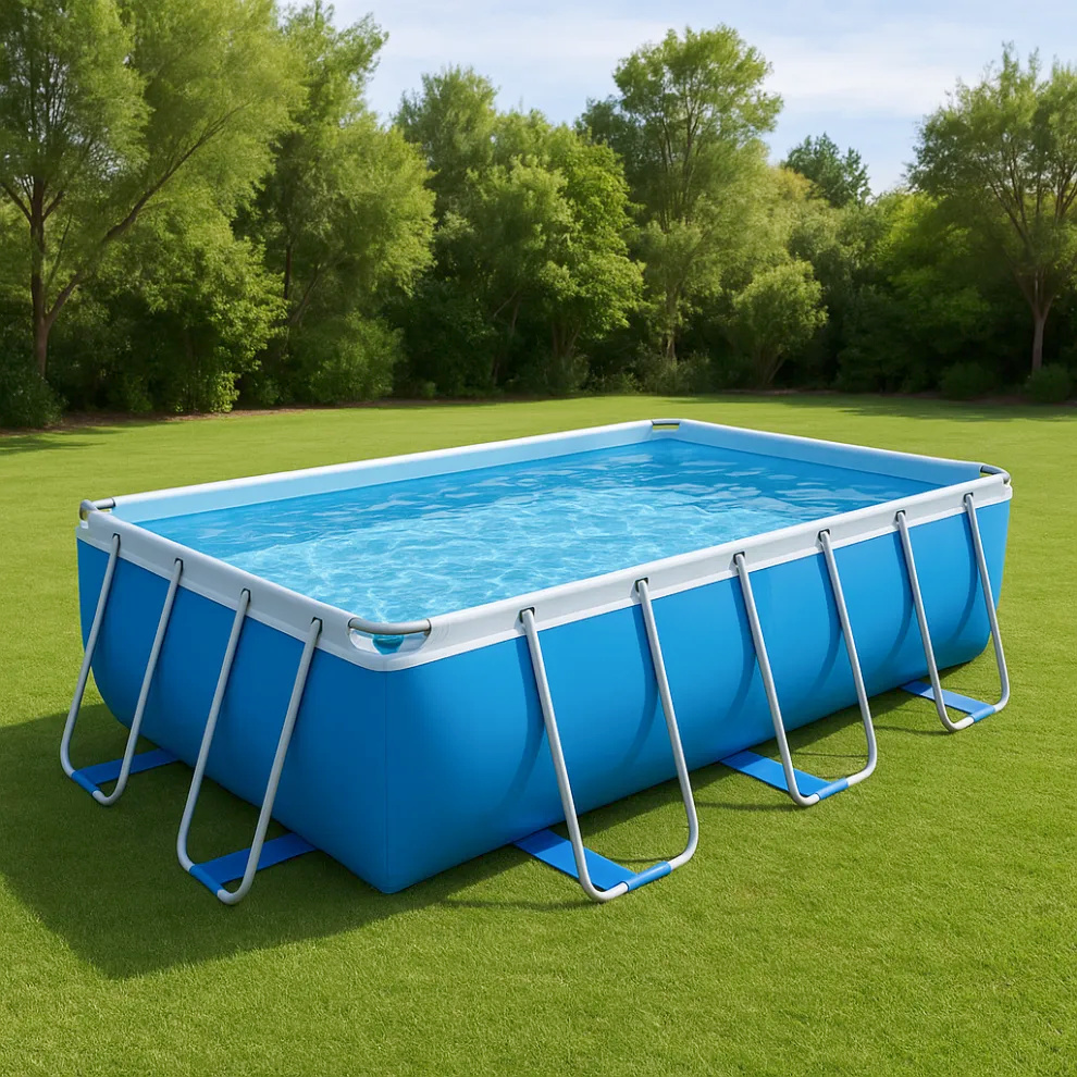 Piscina tubular rectangular Rectangular Sí Piscina Tubular PVC y acero Jardín Azul 549x274x122 cm qnvCmEr643tM