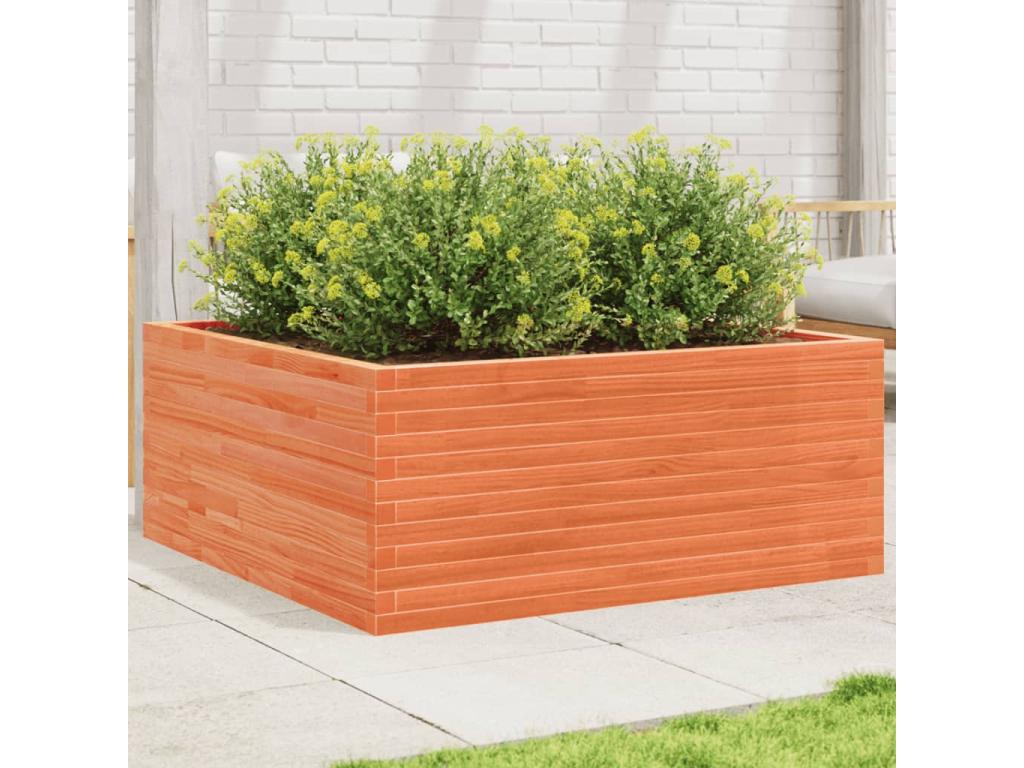Decoratodo  madera maciza de pino marrón cera 110x110x46 cm