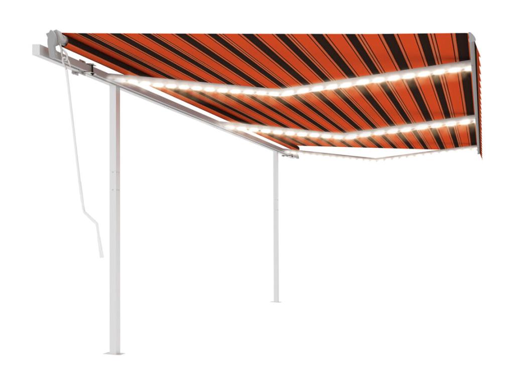 Toldo automático LED sensor de viento naranja marrón 6x3,5 m
