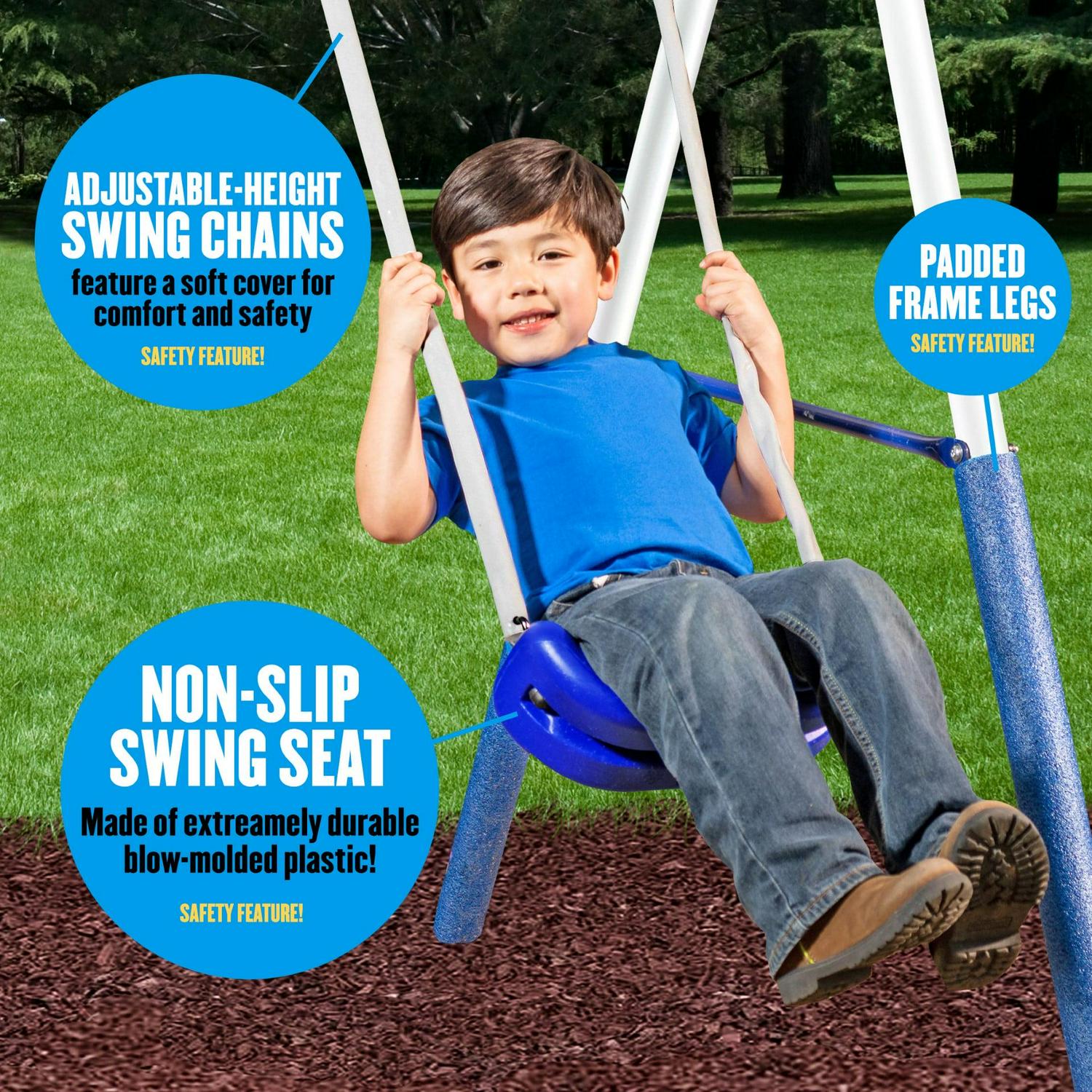 XDP Recreation Fun All-Mighty Metal Swing Set with Super Disc Swing. Stand R Swing. Glider. & Slide - Image 6