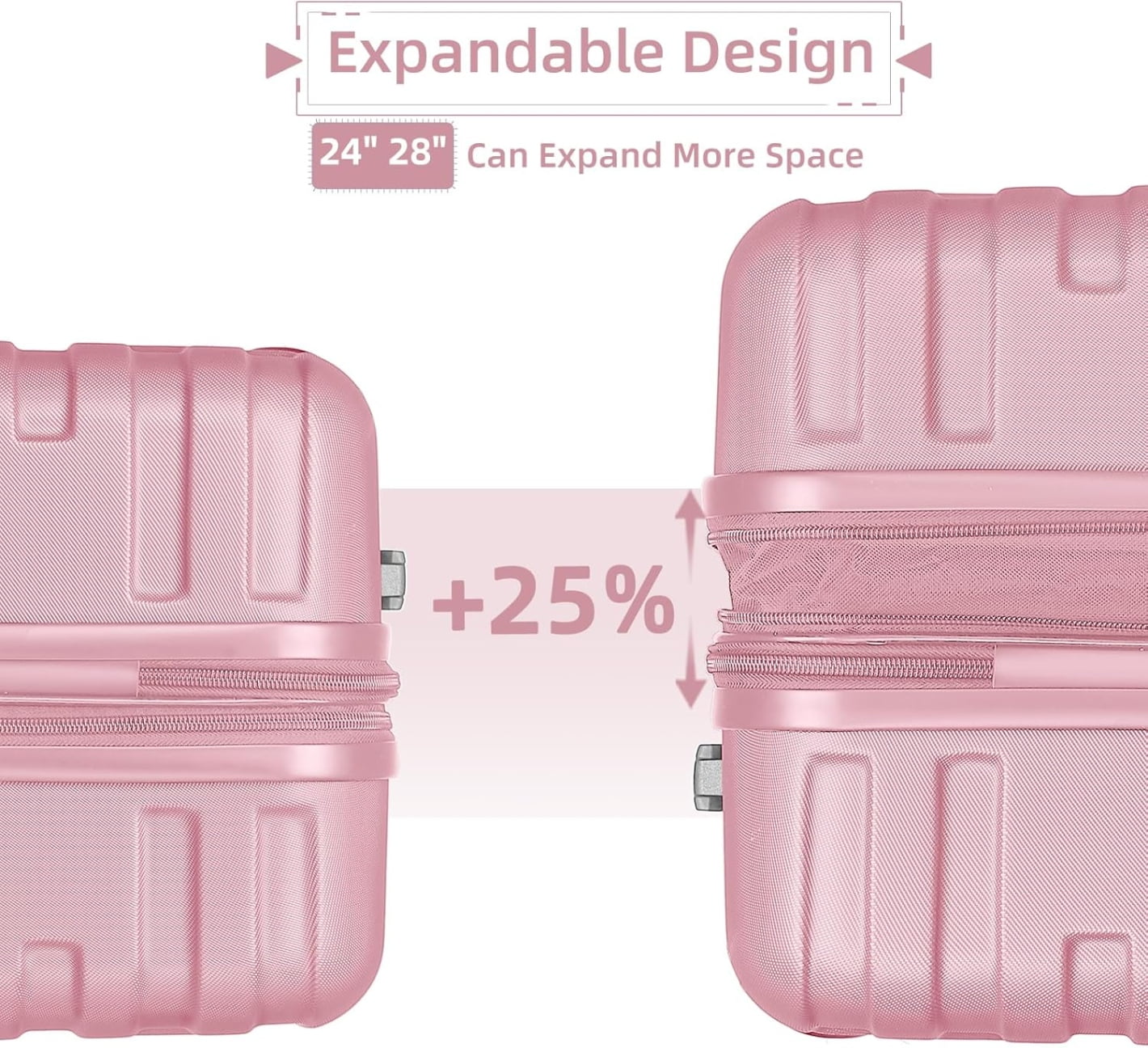 6-Piece Hardshell Luggage Set with Expandable Spinner Suitcases & TSA Lock, 25% Extra Capacity, Duffel Bag & Toiletry Kit, Cream ABS Suitcases - Image 16