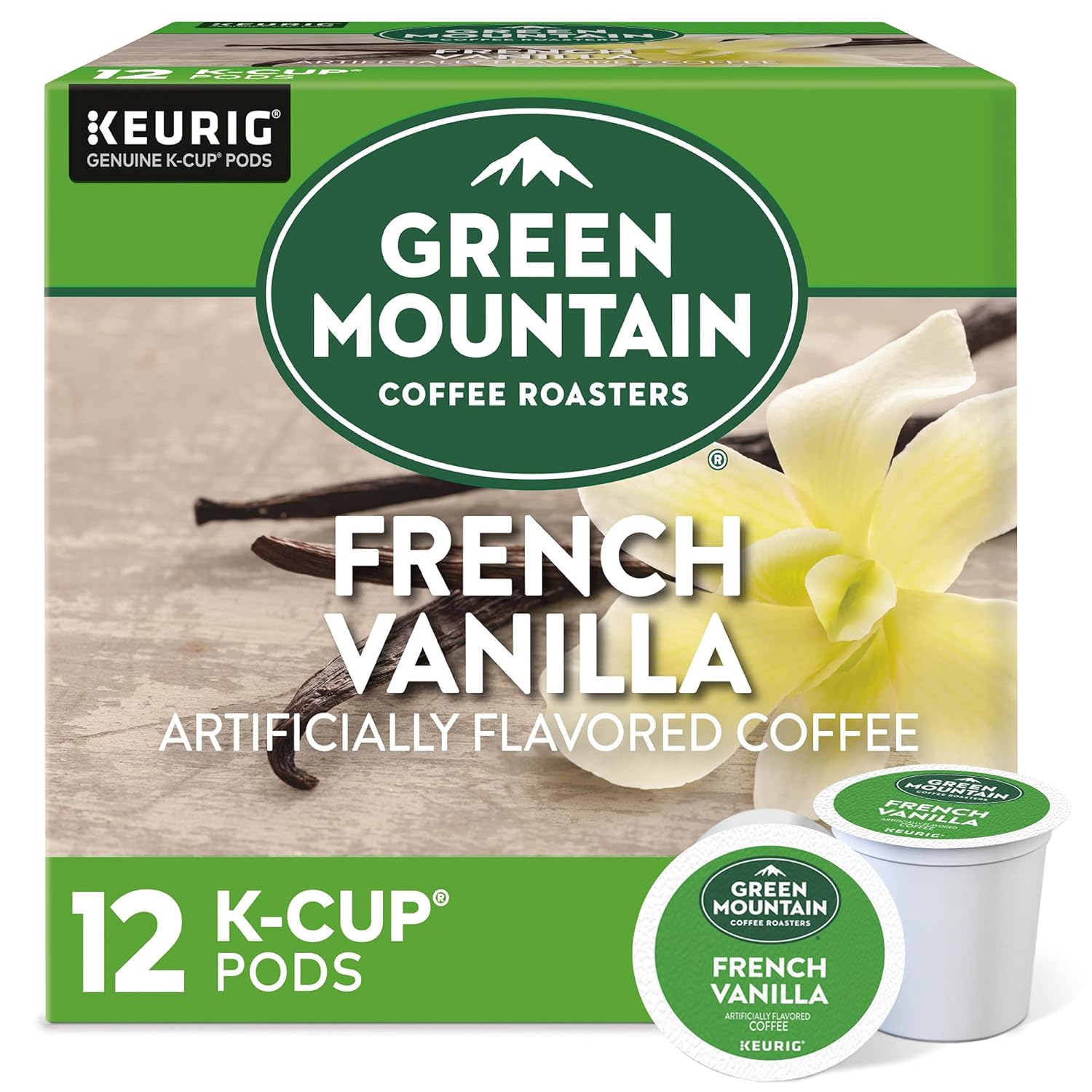 Green Mountain Coffee Roasters French Vanilla Keurig Single-Serve K-Cup pods. Light Roast Coffee. 12 Count
