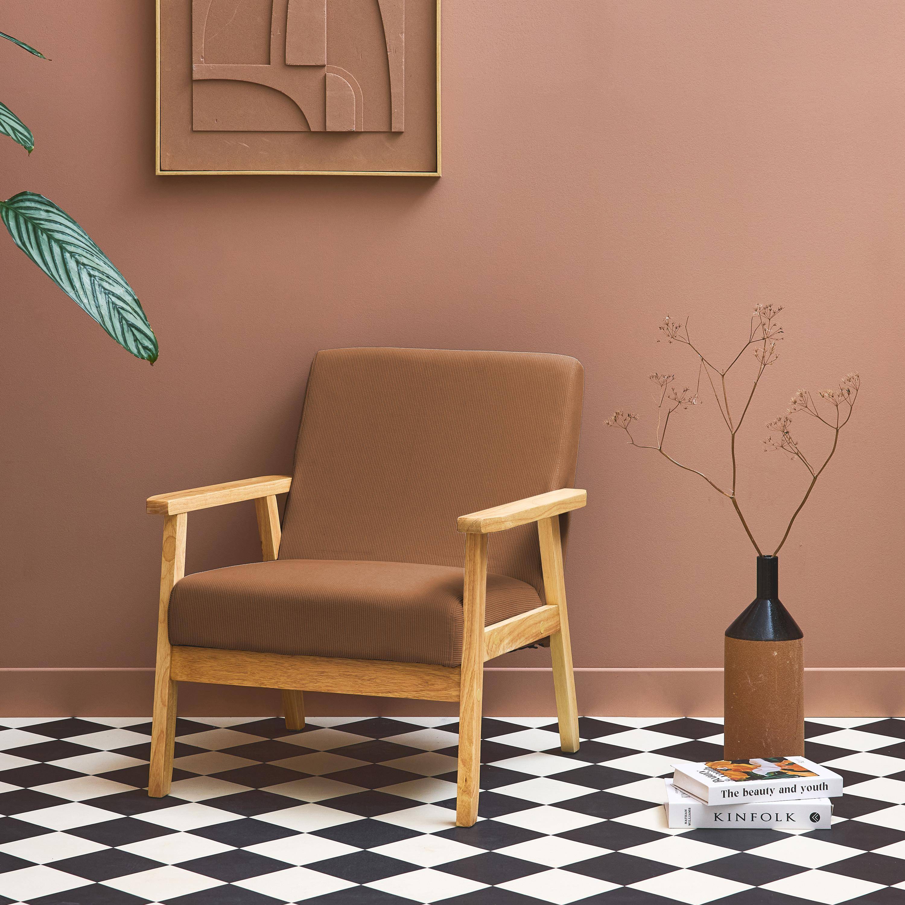 Isak pana - Sillón escandinavo de madera y pana