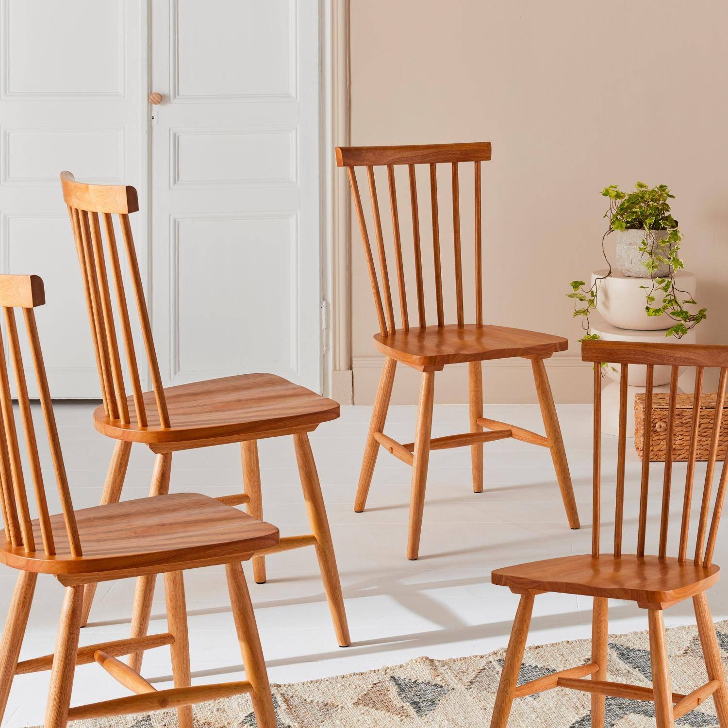 Romie - Silla de madera de hevea, set de 4