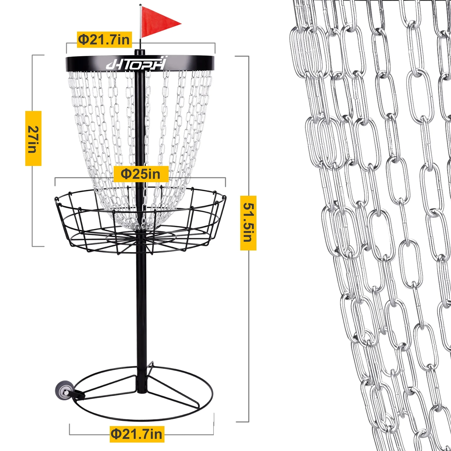 Urban Deco Classic Pro 24-Chain Portable Disc Golf Practice Basket-Choose Your Color - Image 3