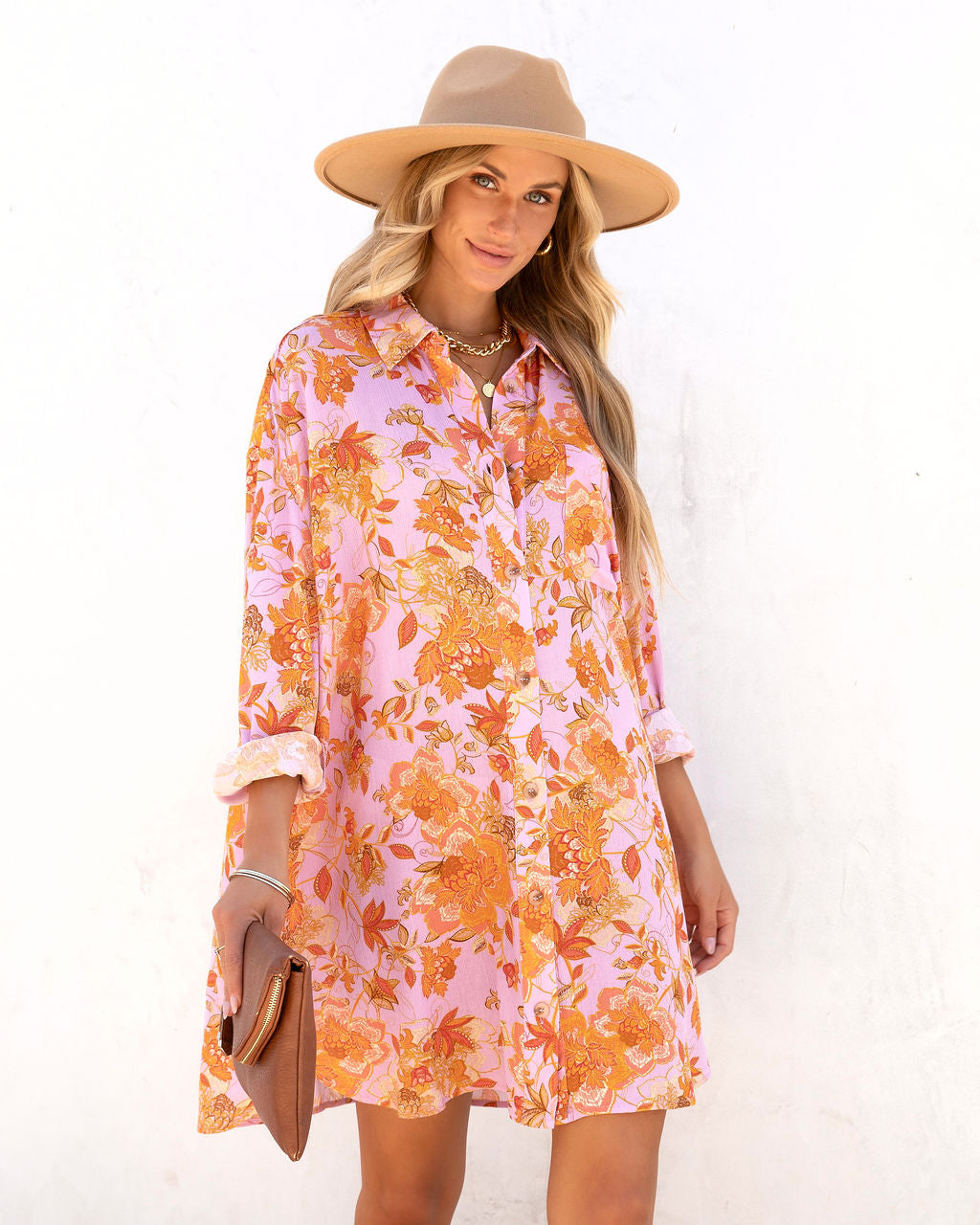 Queen Retro Floral Printed Shirt Dress - Se7enfashion