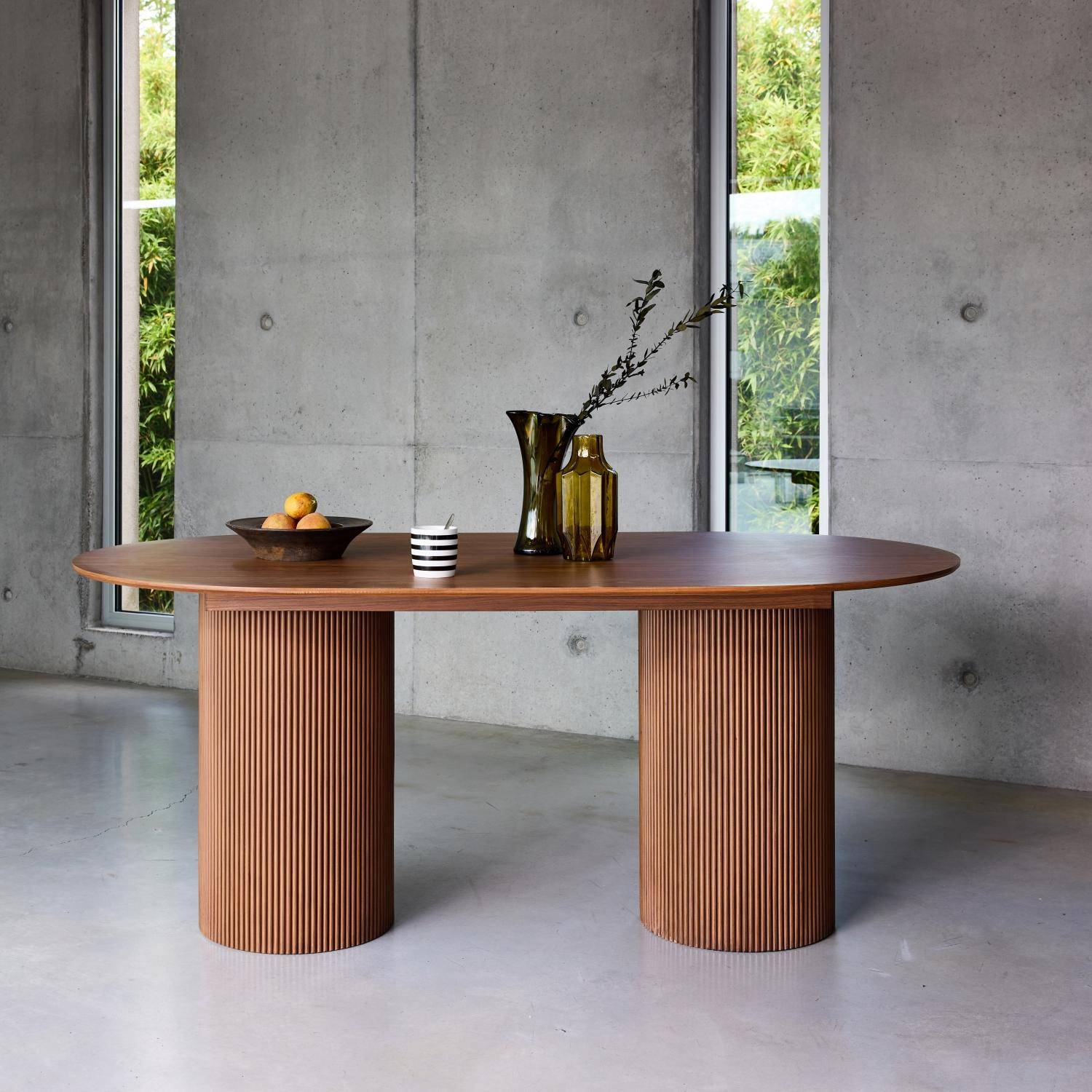 Faro - Mesa de comedor con efecto de madera con 4-6 plazas, 180cm