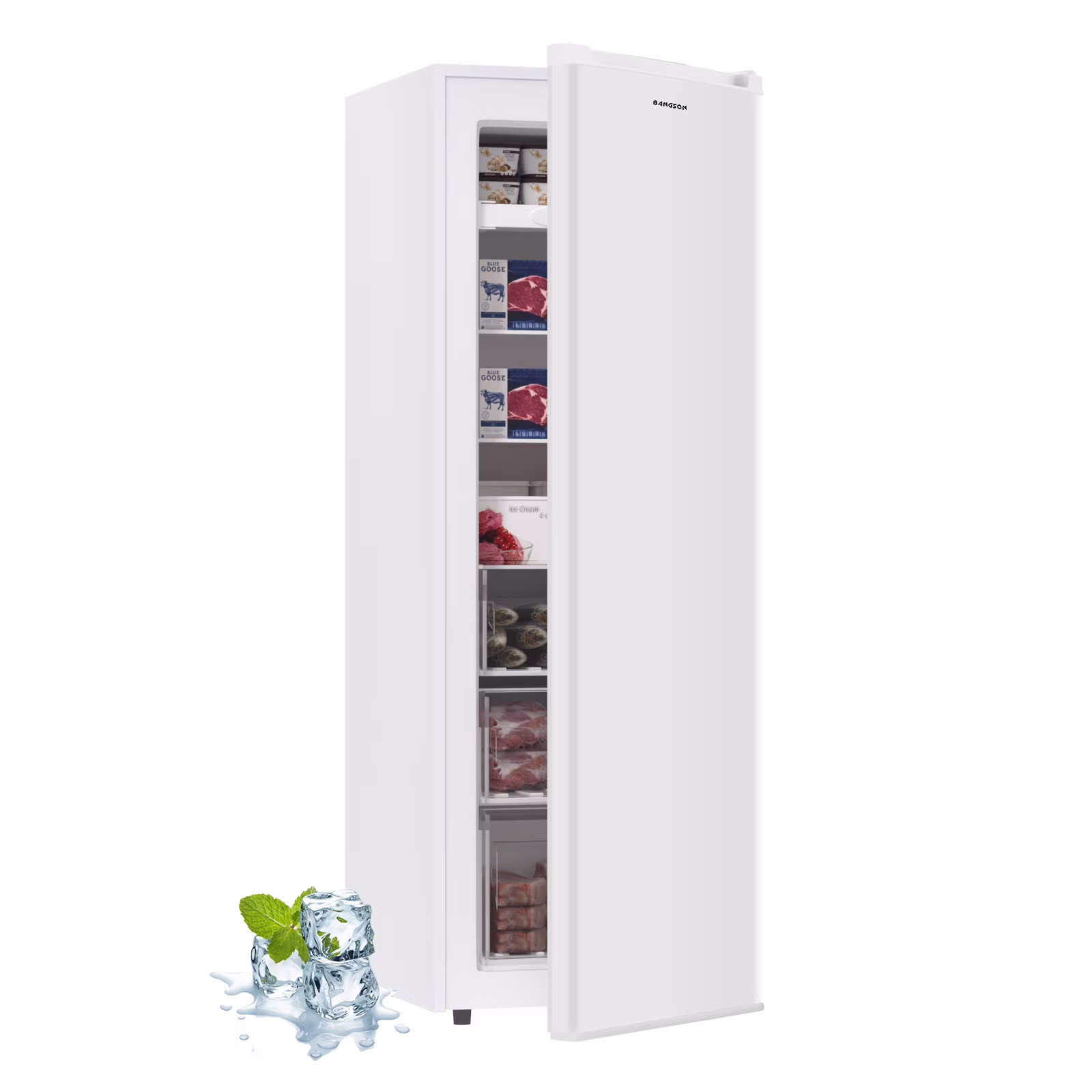 BANGSON Upright Freezer, 7.0 Cu.ft Freestanding Freezer, Convertible Upright Freezer/Refrigerator, Single Door for Kitchen, Office, Apartment, Silver - Image 3
