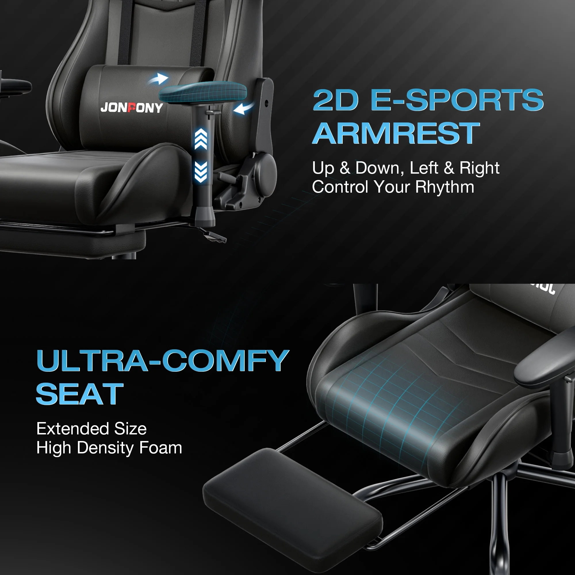 JONPONY Big and Tall 500LBS Gaming Chair, Ergonomic Design, Gamer Chair PU Leather with Footrest and Lumbar Support, High Back Office Chair Support 8 Hours Long Sitting, Computer Chair,Red - Image 65