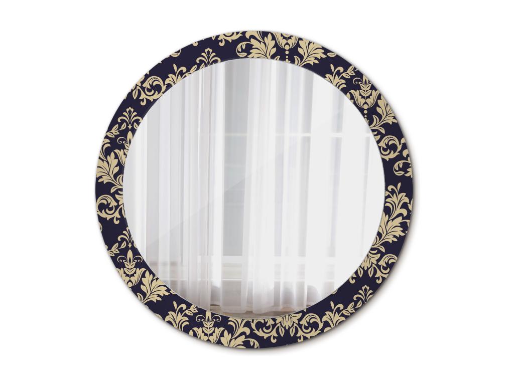 Espejo decorativo redondo - Estampado floral - 80 cm