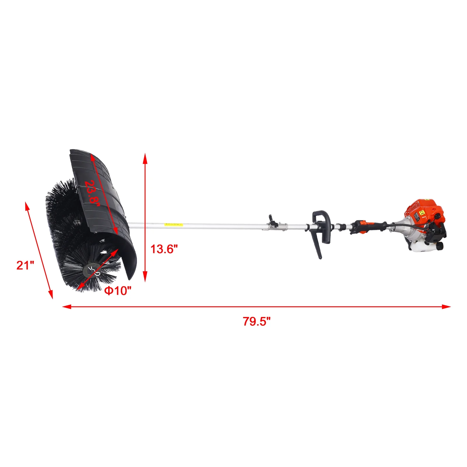Power Snow Sweeper Brush Machine, 52cc Gasoline Walk-Behind Power Broom for Artificial Lawn Dirt Debris, 24" X 9" Brush, EPA Approved - Image 14