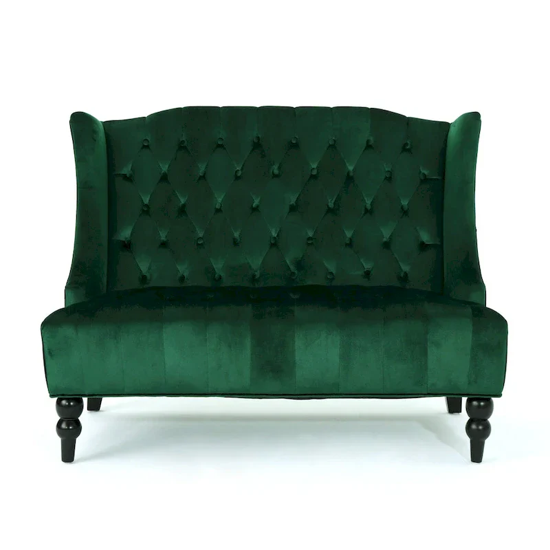 Christopher Knight Home Leora Contemporary Glam Tufted Velvet Wingback Loveseat