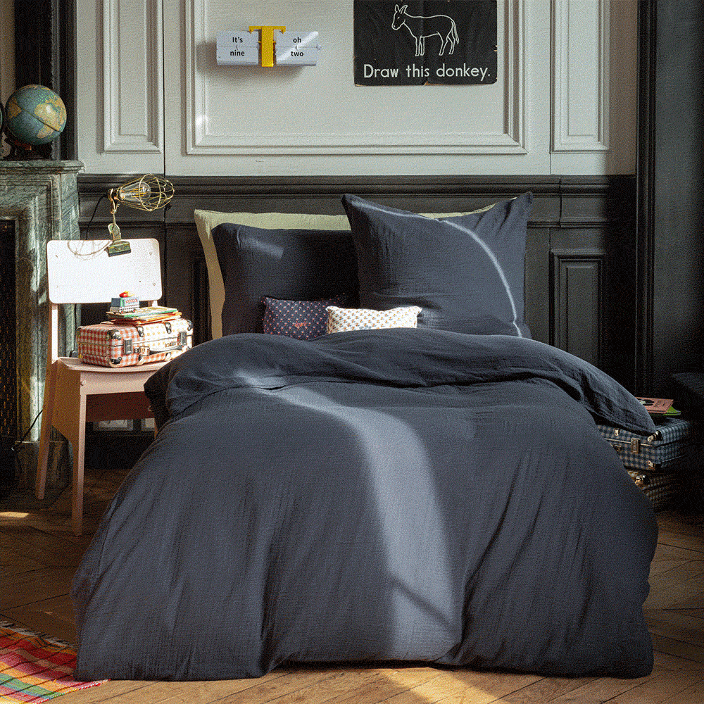 Caramel x Merci - Housse de couette en gaze de coton - Gris Fusain