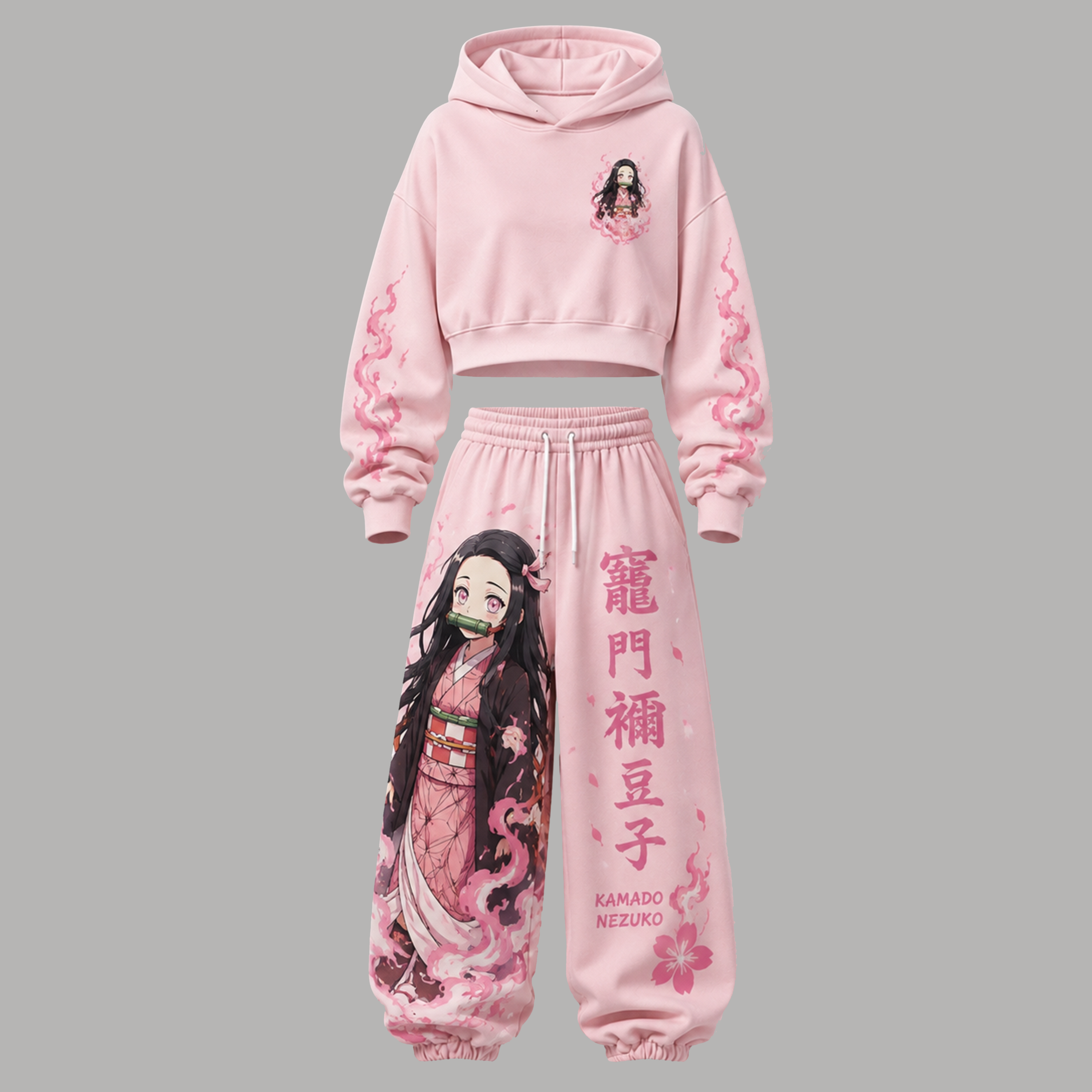 Demon Slayer Cropped Long Sleeve Hoodie & High Waist Jogger Pants Two Piece TeeThreads Sustain the Scene with Custom Apparel